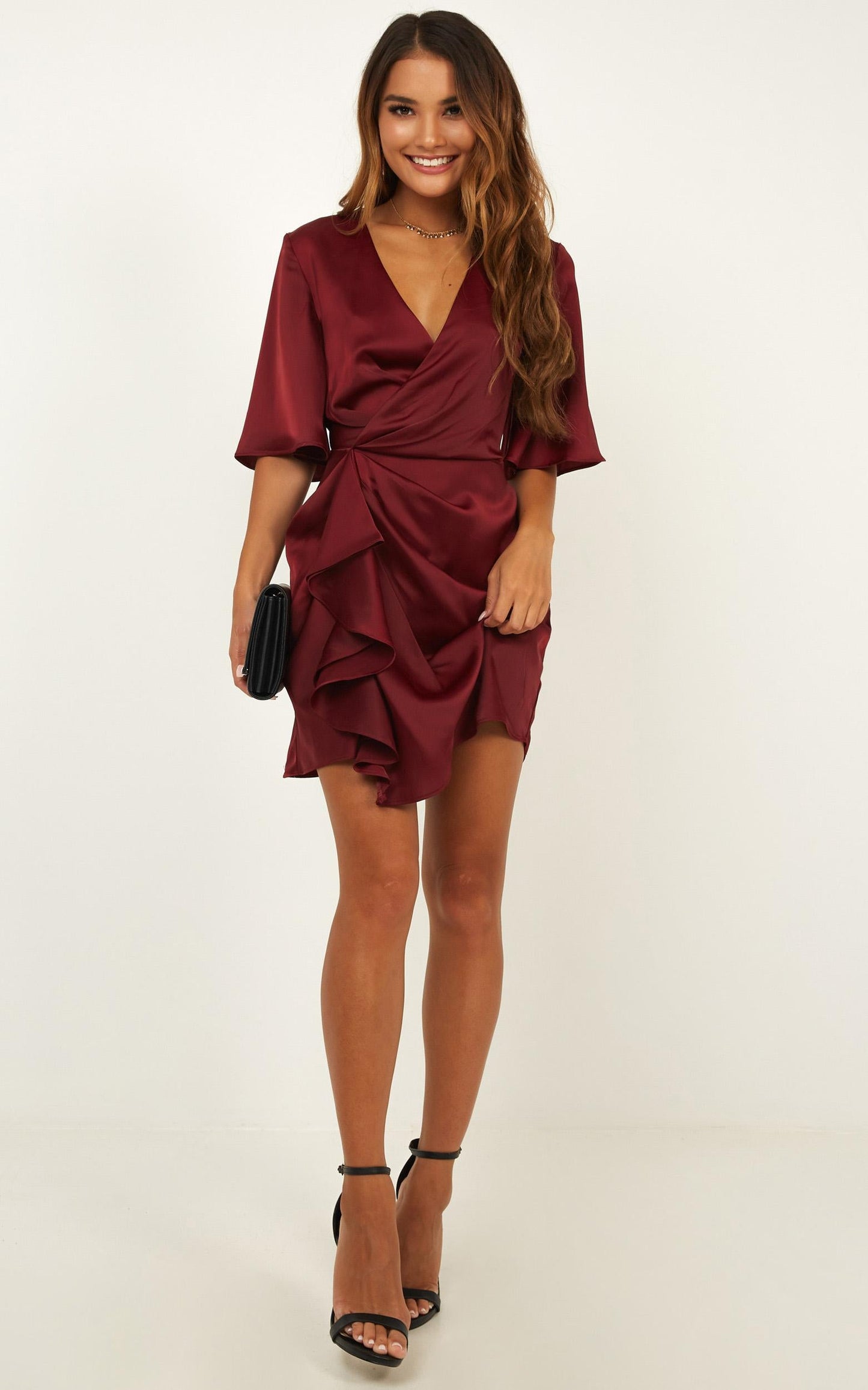My Eyes Caress You Dress In Wine Satin