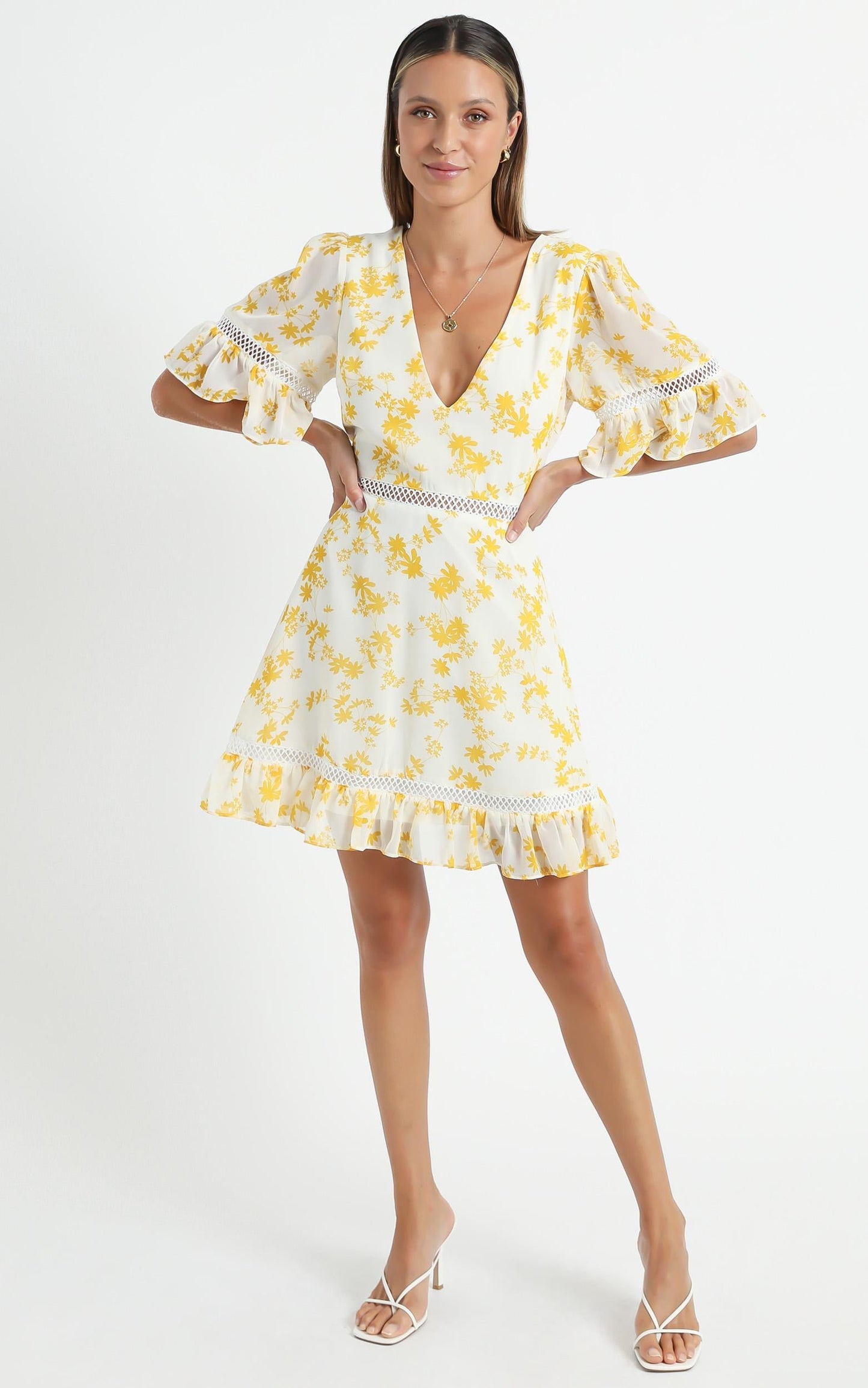 My Darkest Night Dress in Yellow Floral