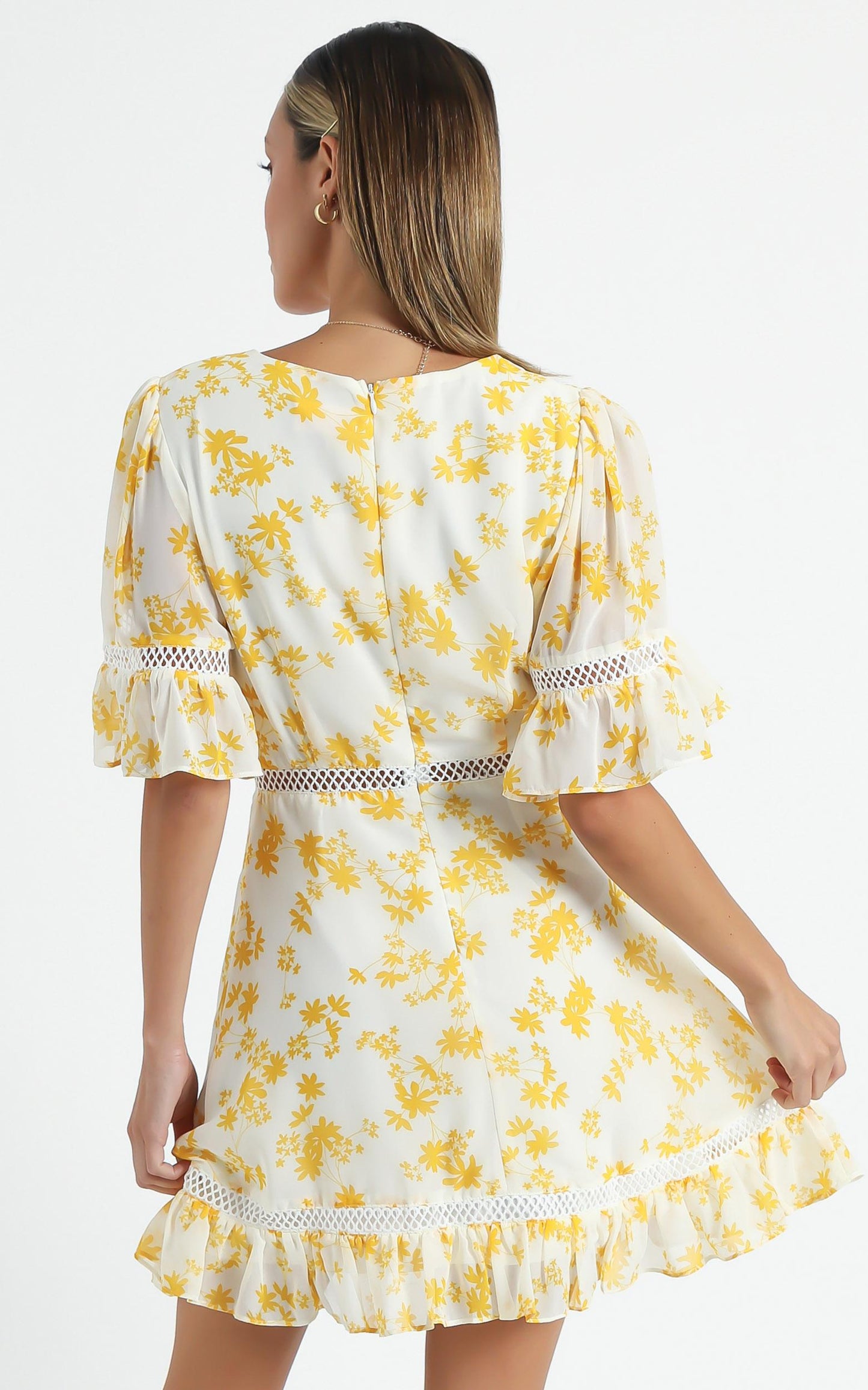 My Darkest Night Dress in Yellow Floral