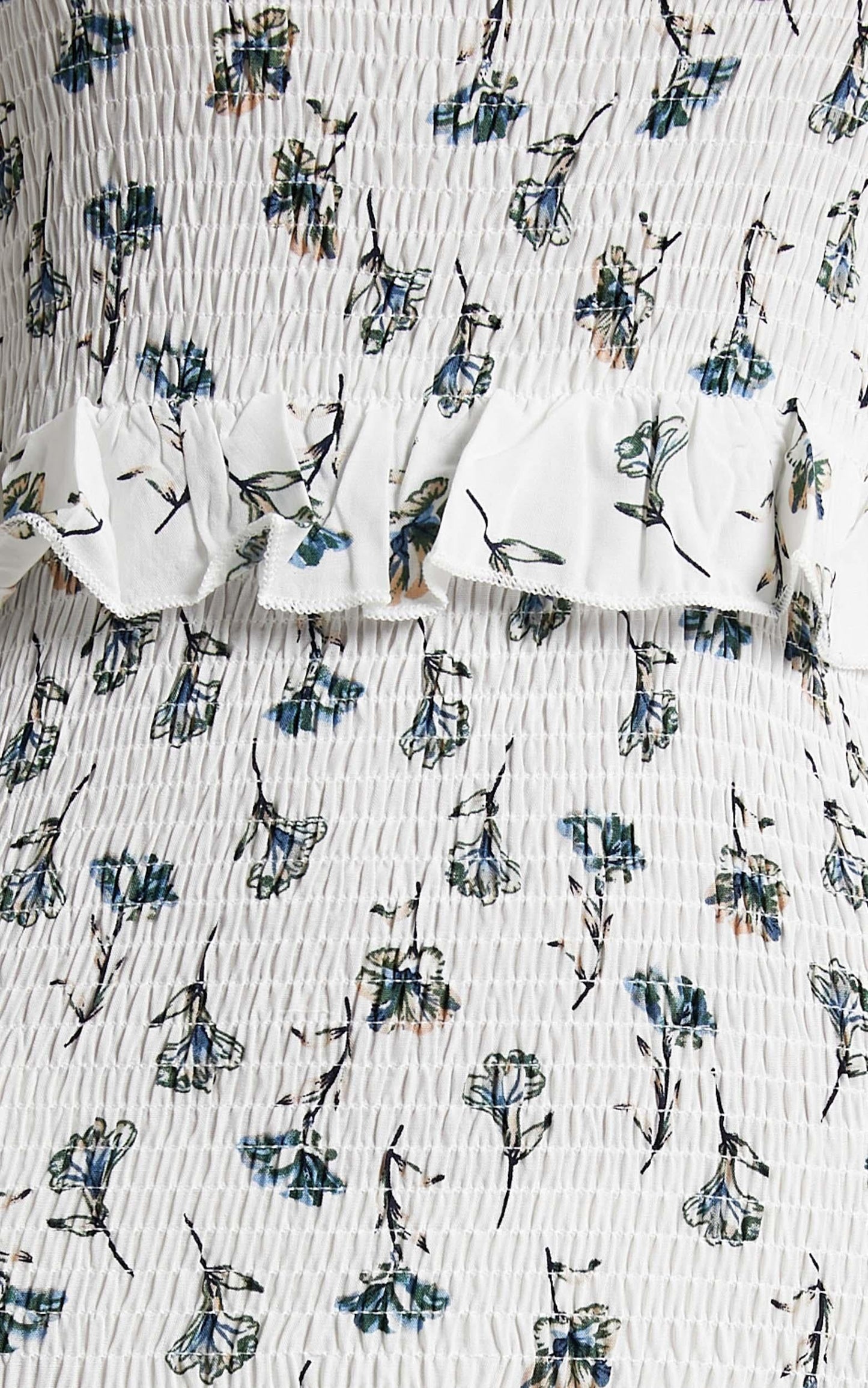 My Favourite Thing Shirred Midi Dress in White Floral