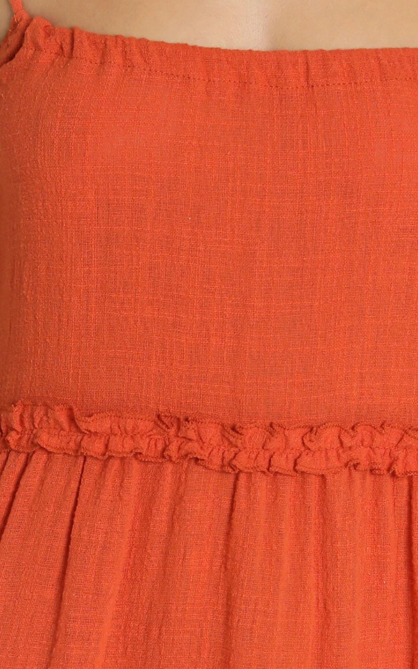 Nadia Tiered Smock Dress in Rust