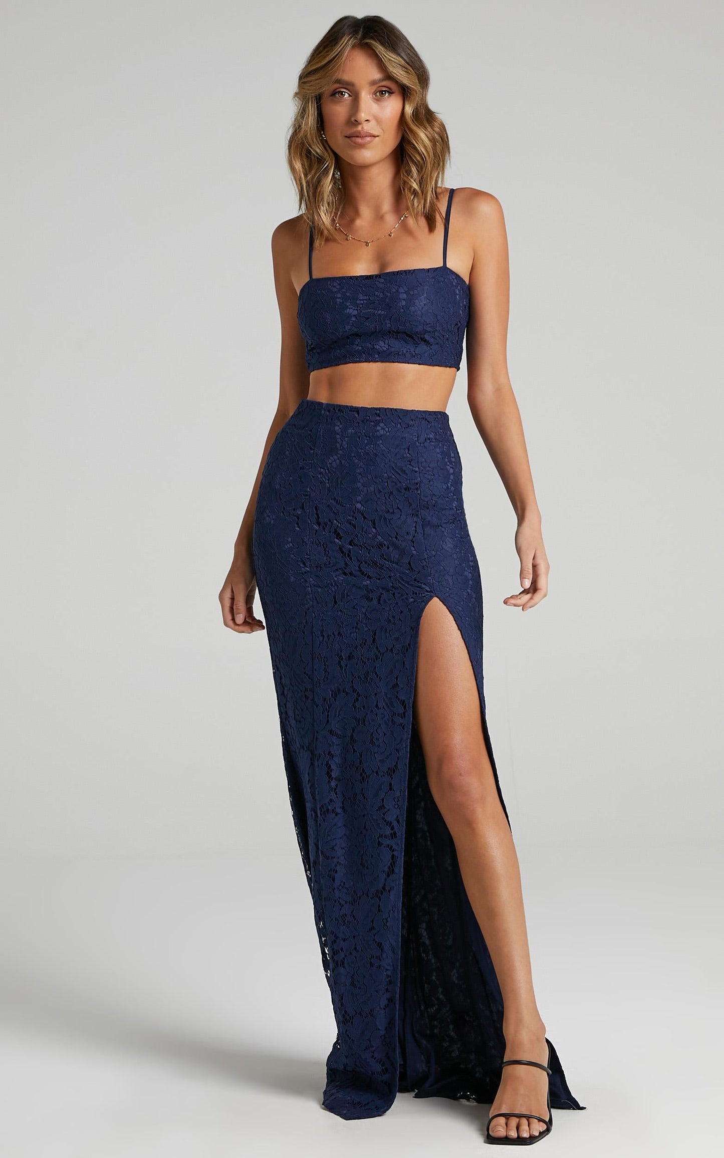 Tylah Two Piece Set in Navy Lace