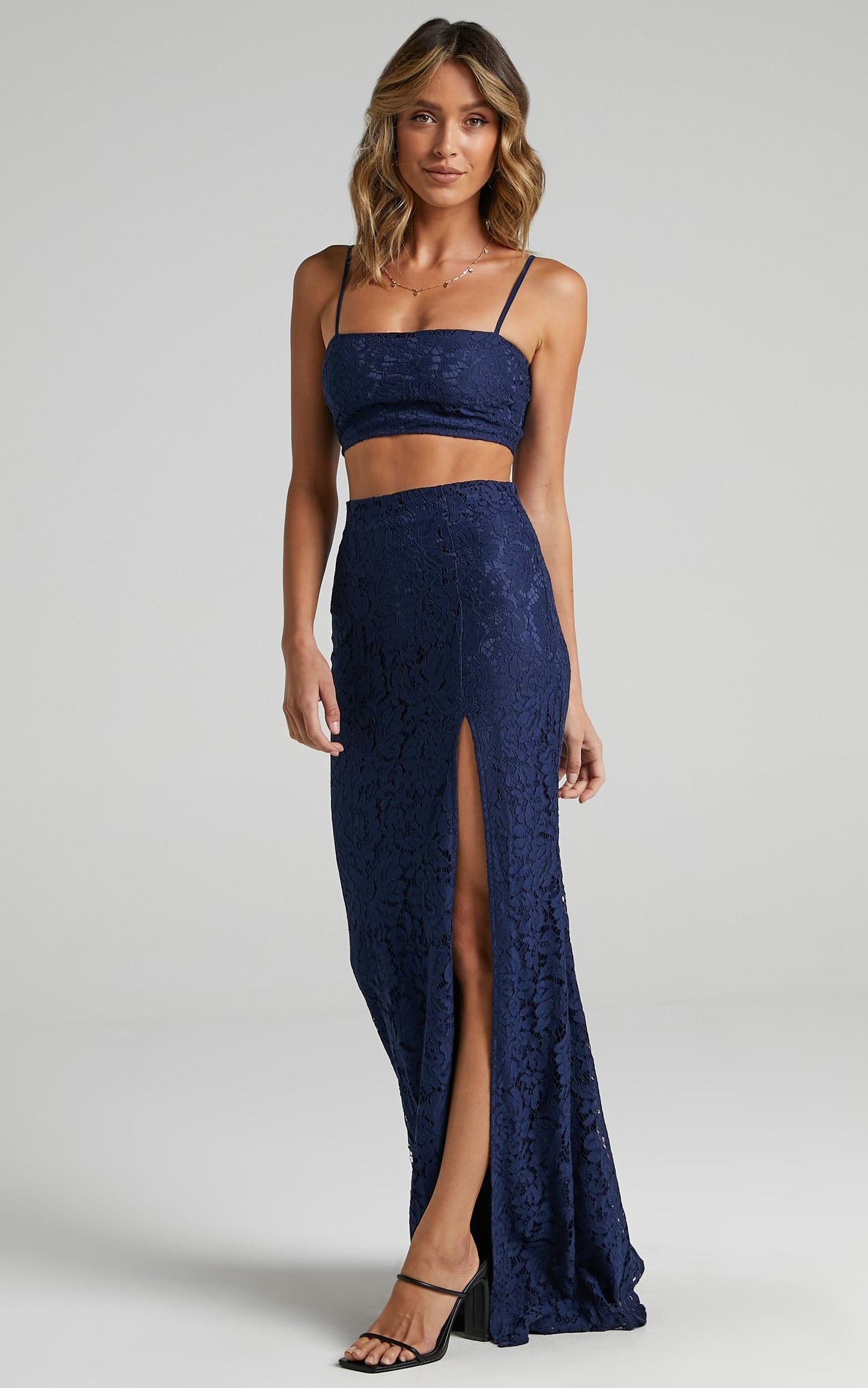 Tylah Two Piece Set in Navy Lace