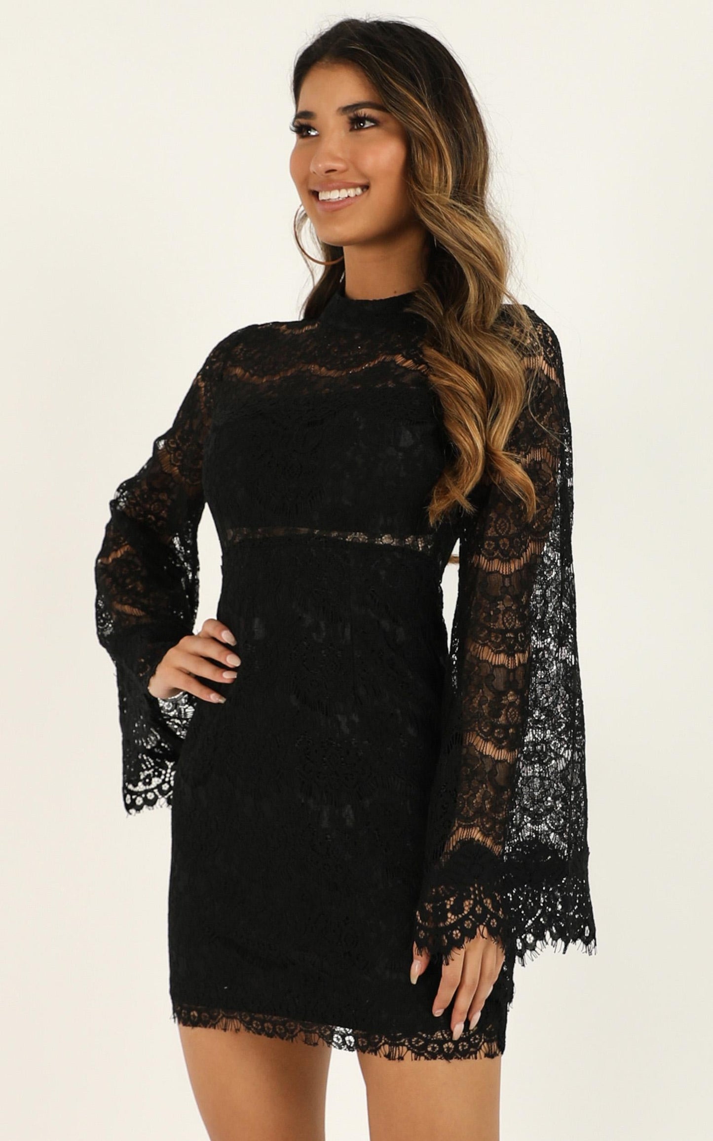 Never Start Dress In Black Lace