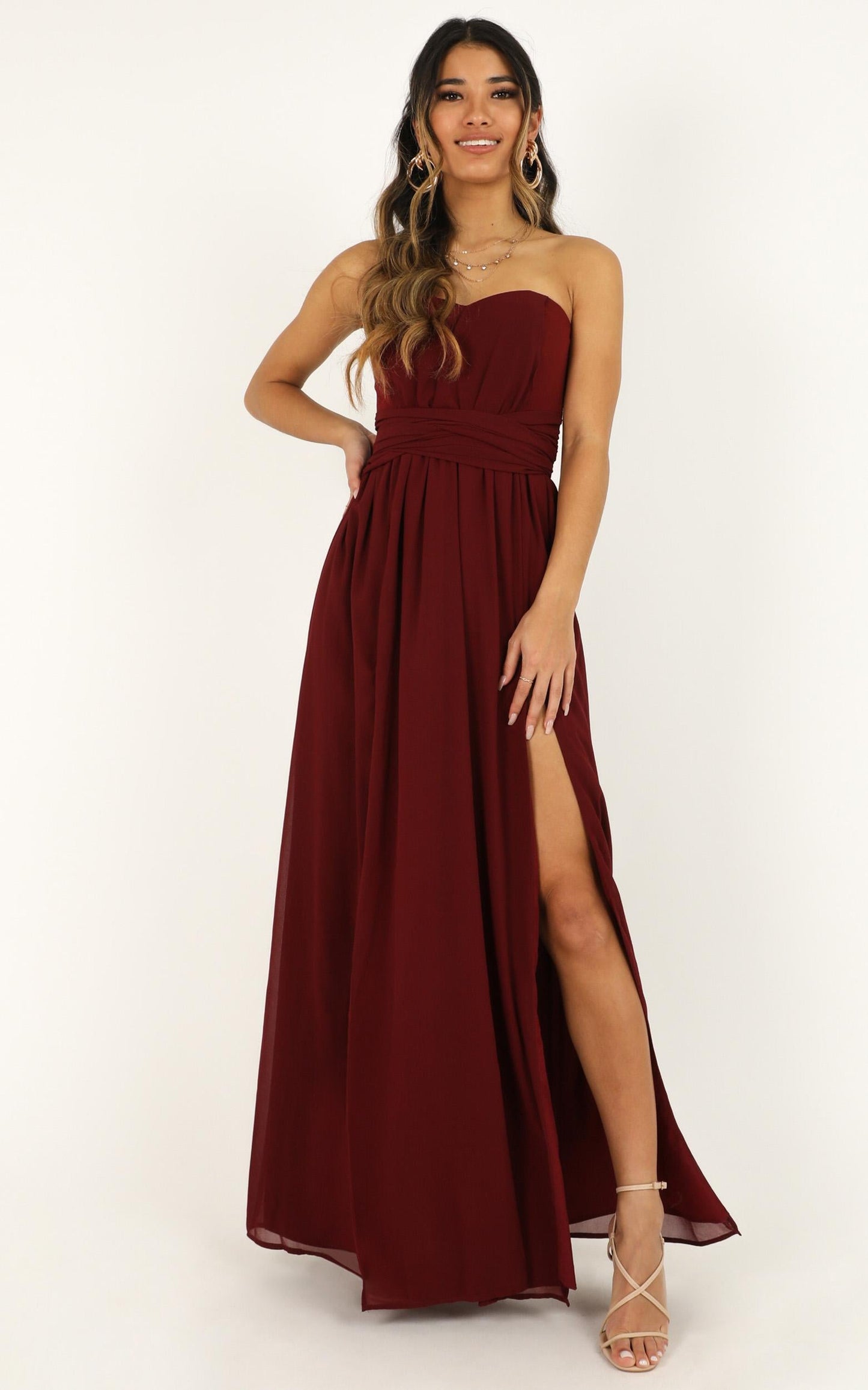 Never Tied Down Dress In Wine