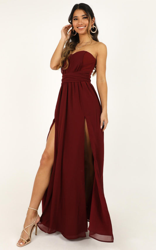 Never Tied Down Dress In Wine