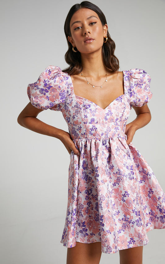 Nicolette Dress in Multi Floral
