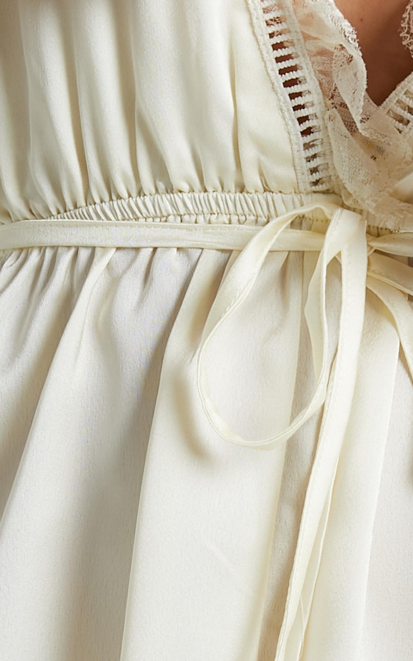 Night After Night Romper in Ivory Satin