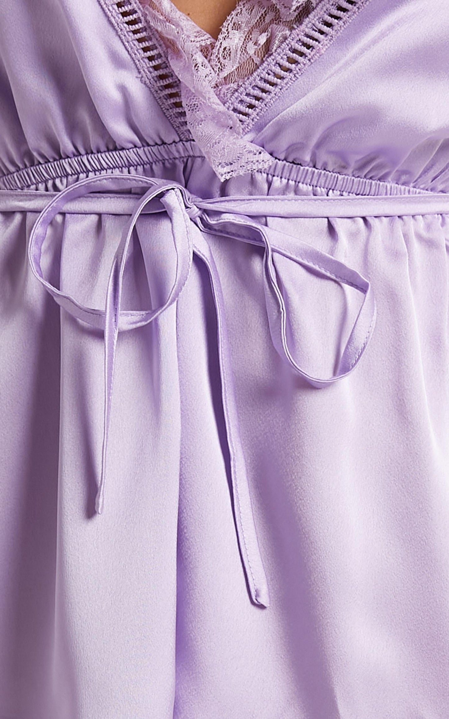 Night After Night Romper in Lilac Satin