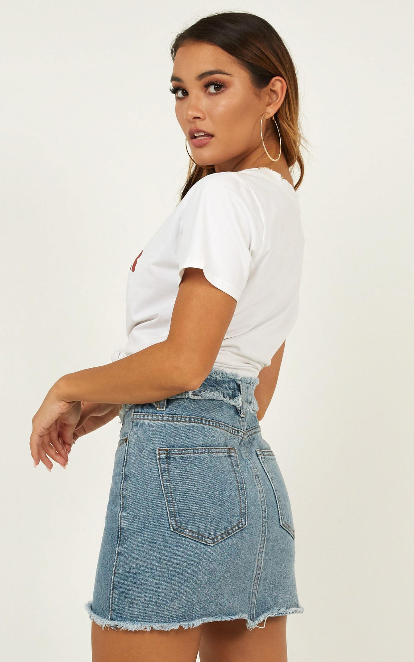 No Stopping Us Denim Skirt In Mid Wash