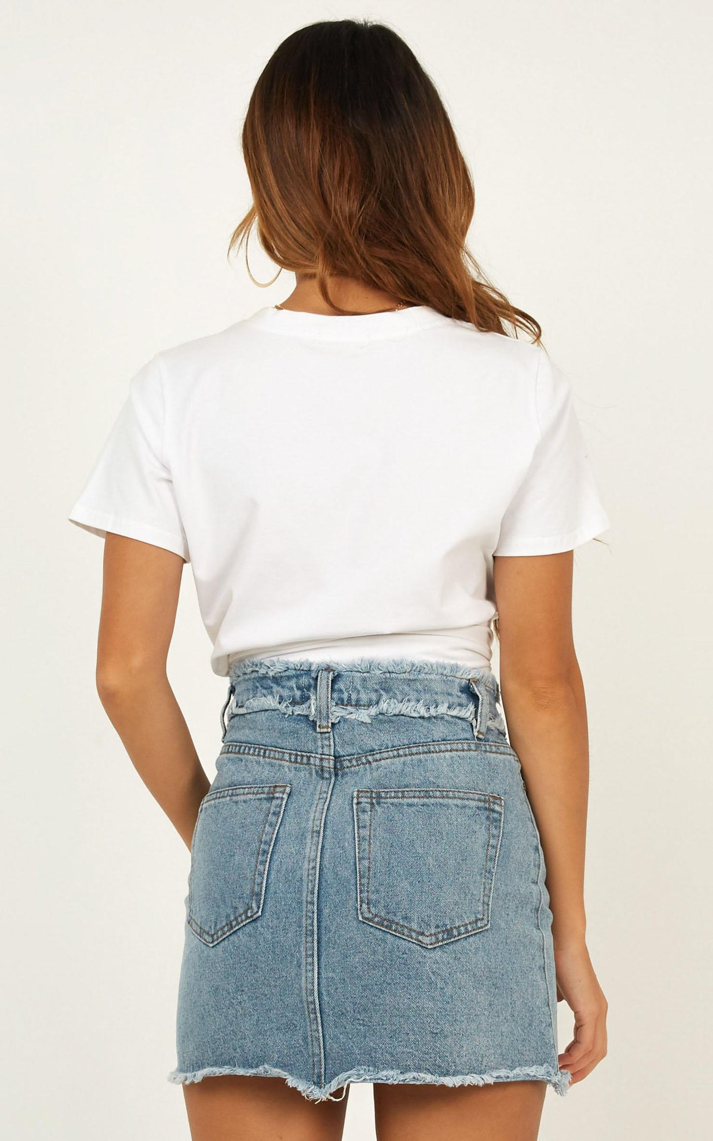 No Stopping Us Denim Skirt In Mid Wash