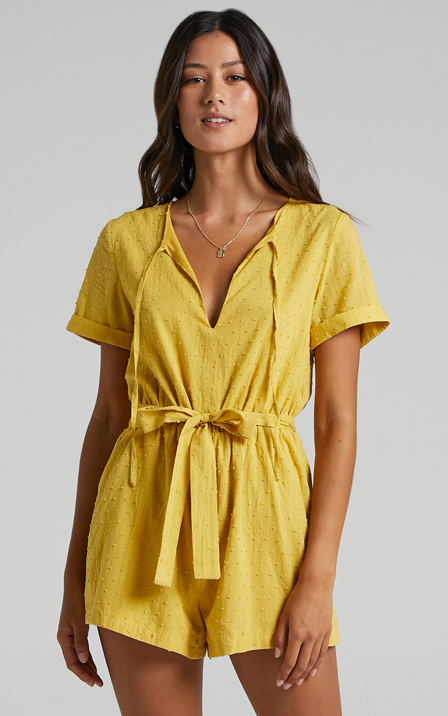 Northern Sun Playsuit in Mustard Dobby