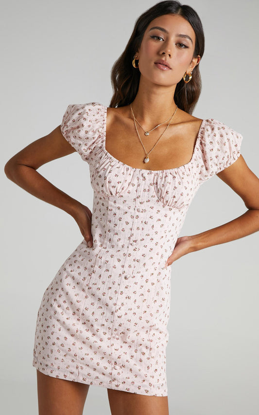 Noelle Dress in Pink Floral