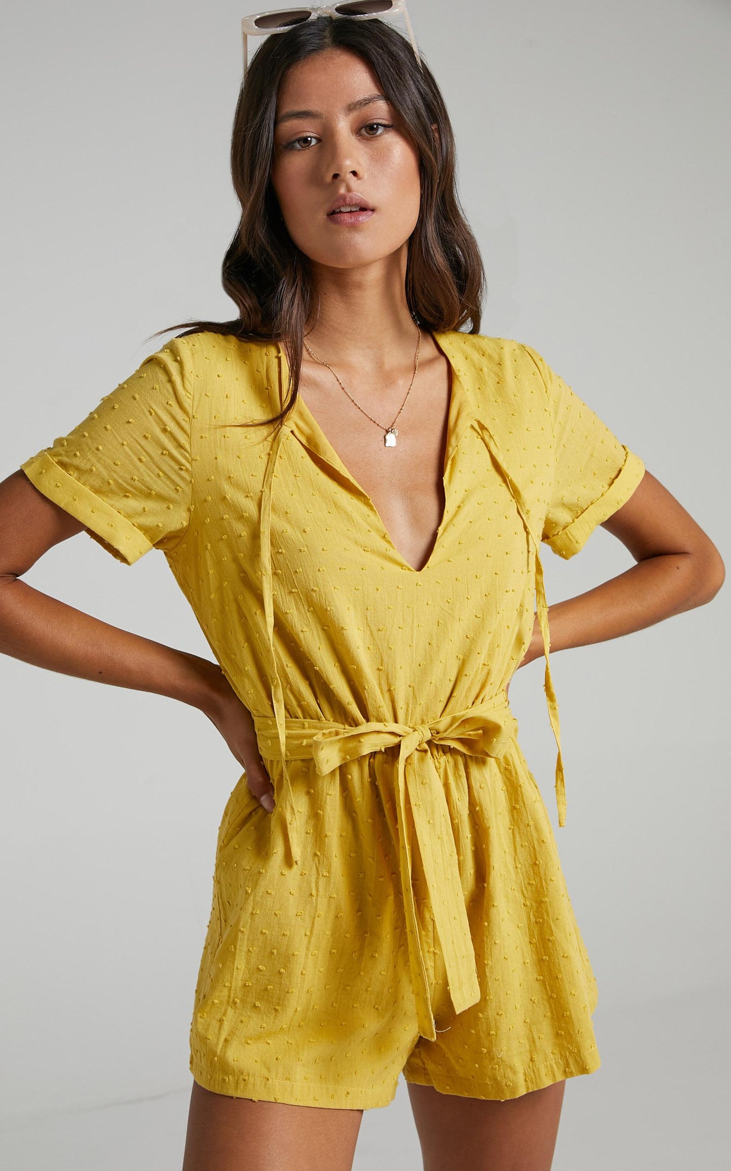Northern Sun Playsuit in Mustard Dobby