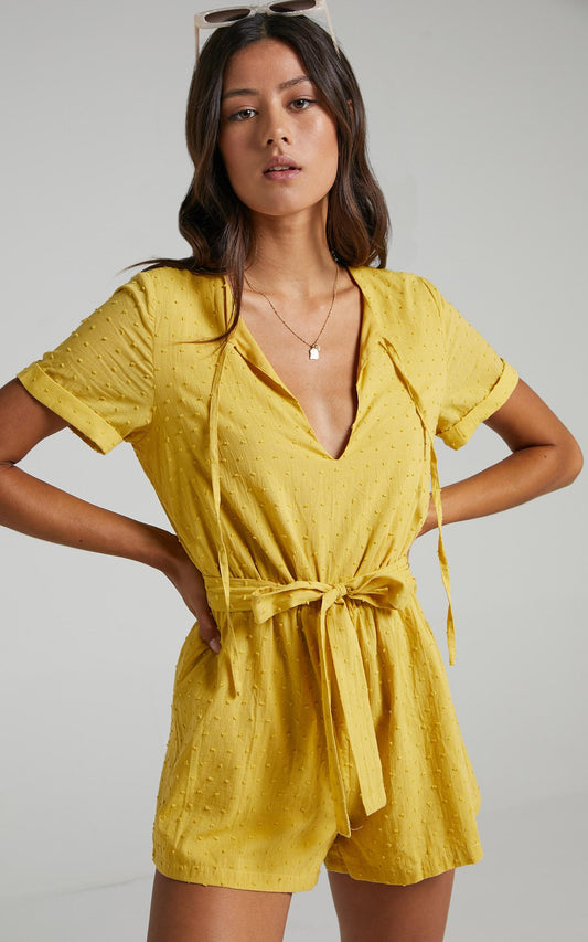 Northern Sun Playsuit in Mustard Dobby