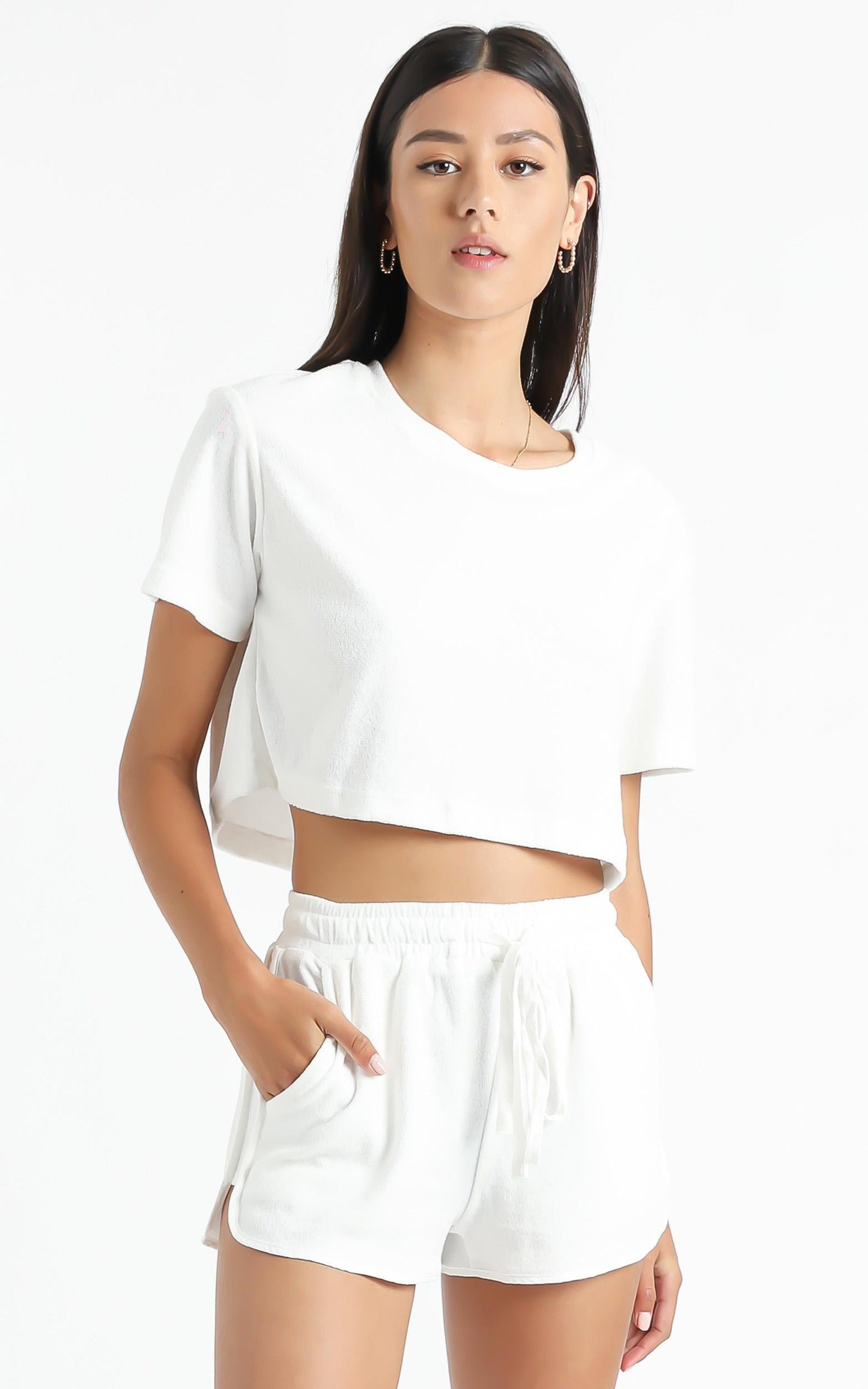 Nori Two Piece Set in White Terry Towelling