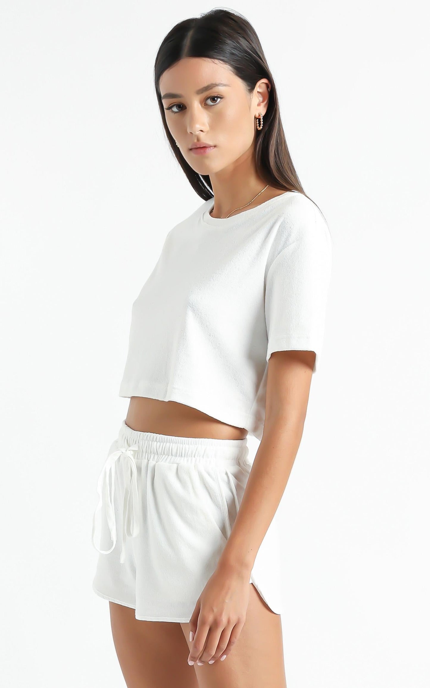 Nori Two Piece Set in White Terry Towelling