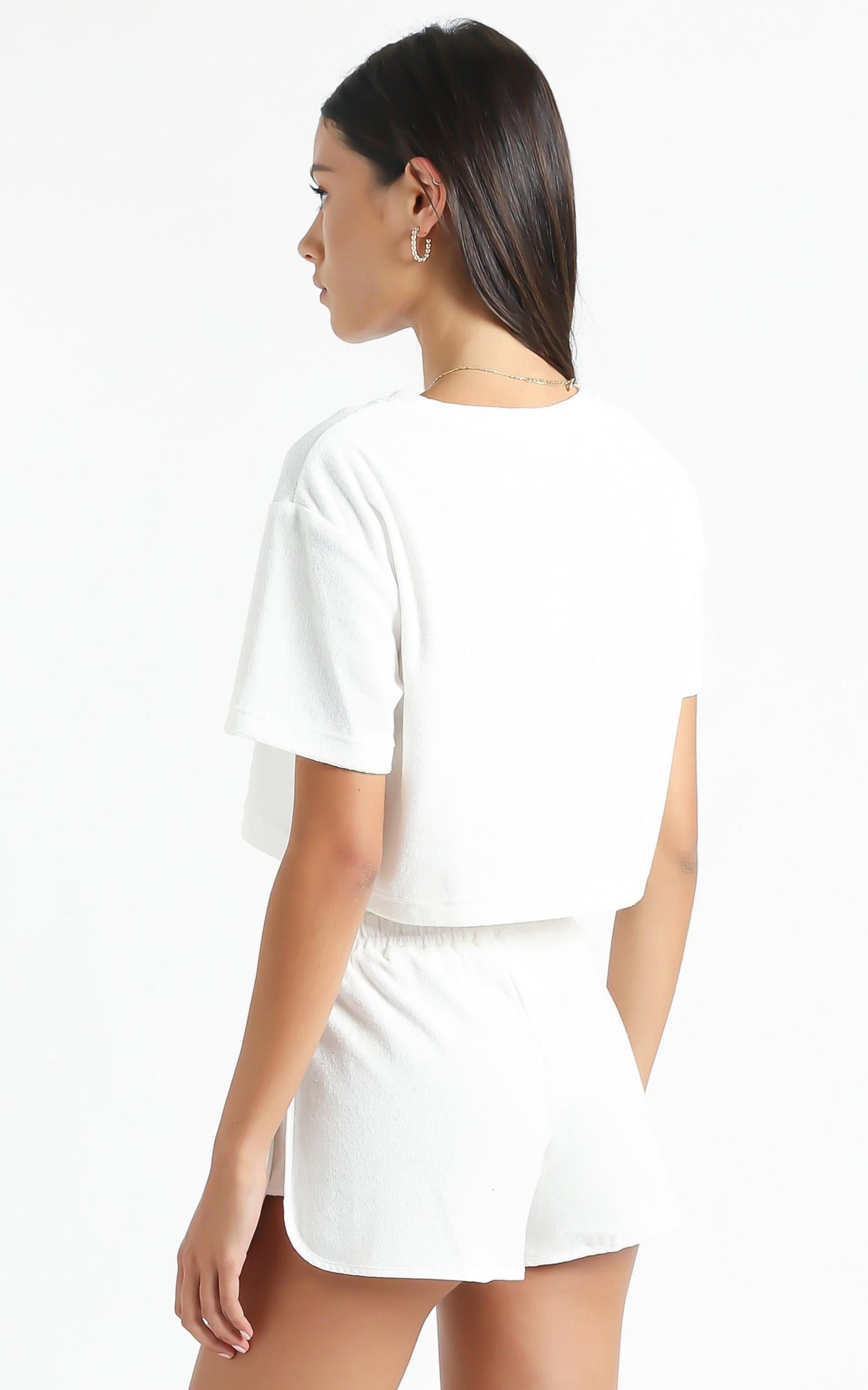 Nori Two Piece Set in White Terry Towelling