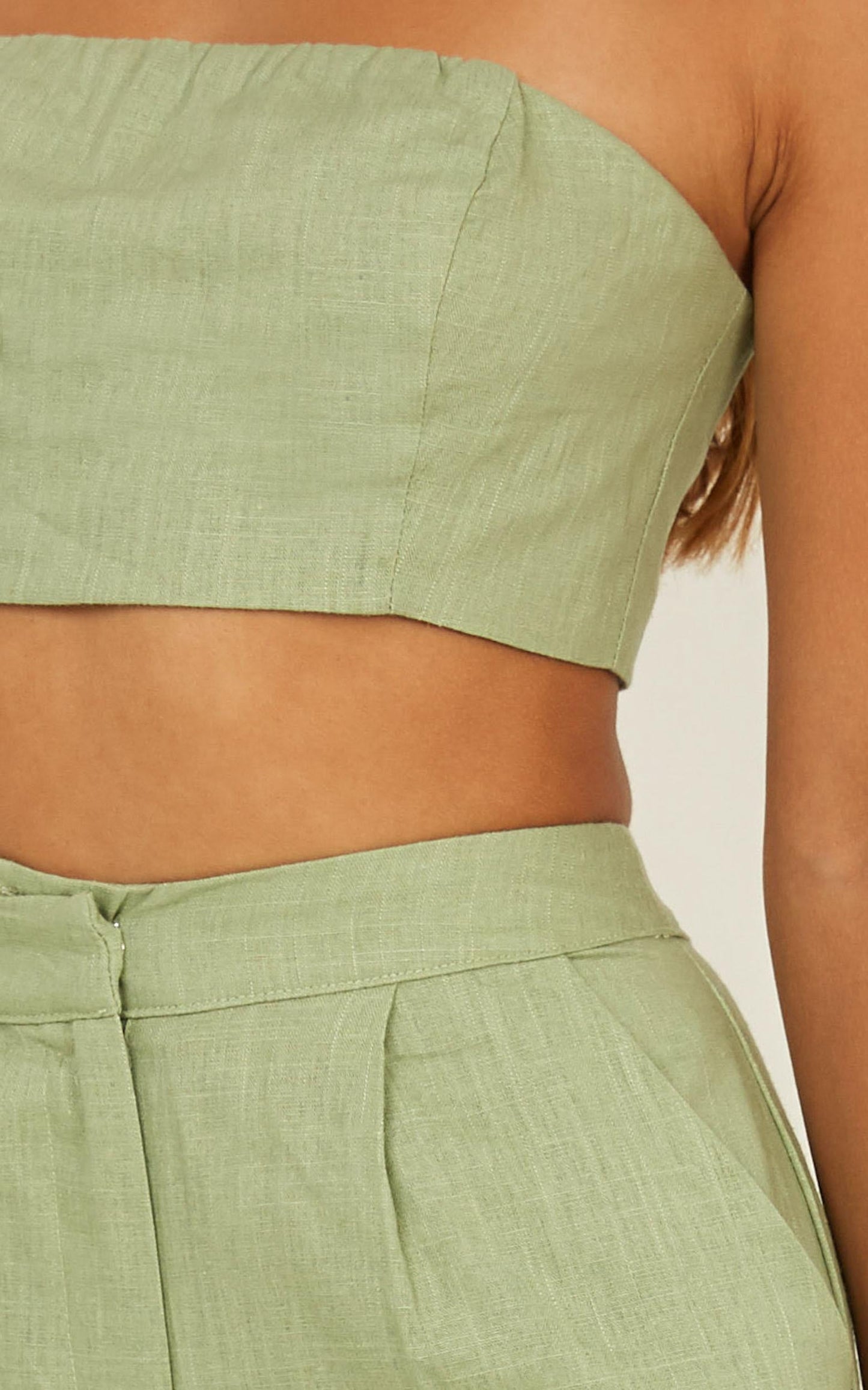 North Street Two Piece Set In Sage Linen Look