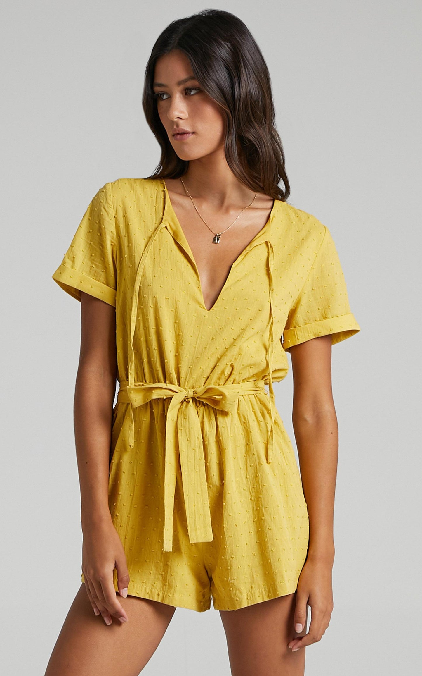 Northern Sun Playsuit in Mustard Dobby