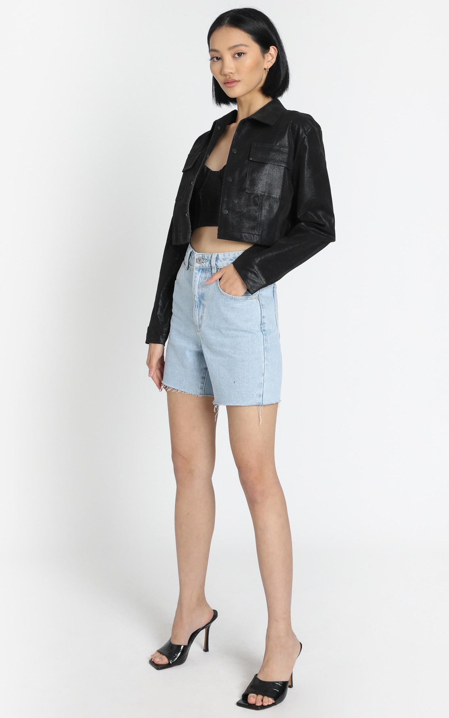 Lioness - Nostalgic Cropped Jacket in Black