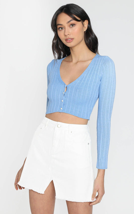 Notch Mini Skirt in White Denim