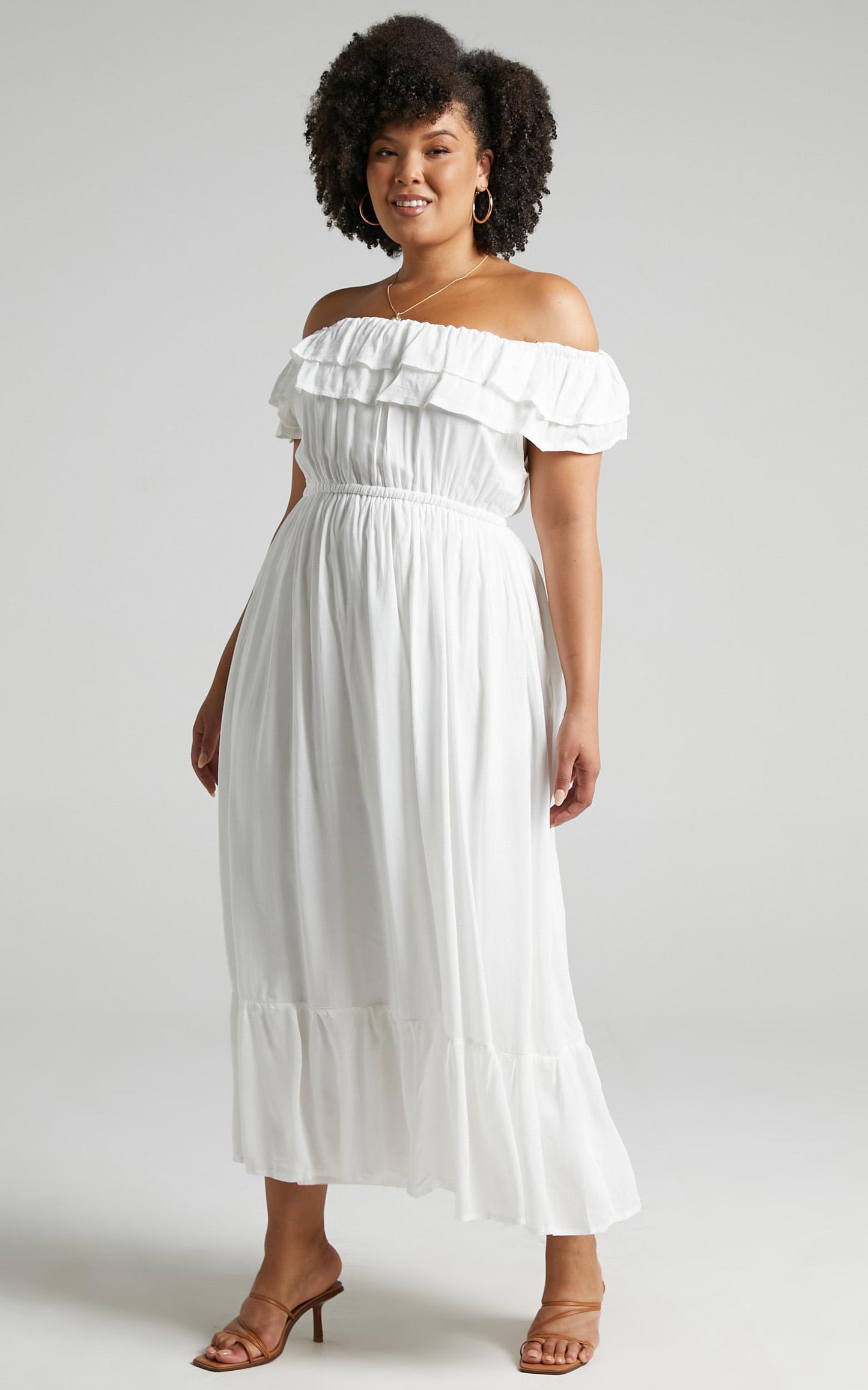 Notre Dame Midi Dress - Off Shoulder Dress in White