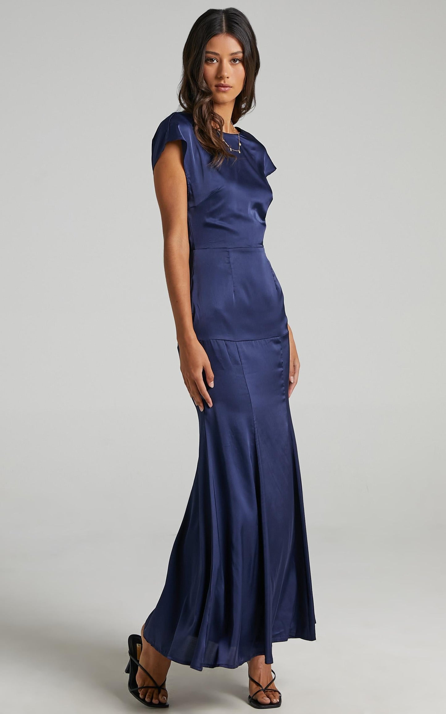 Nour Dress in Navy Satin