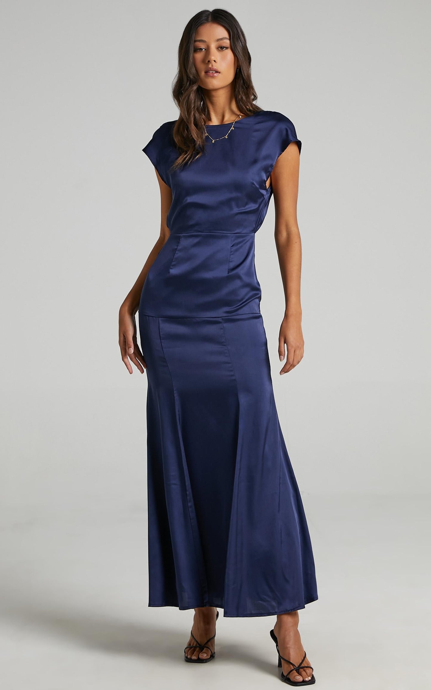 Nour Dress in Navy Satin