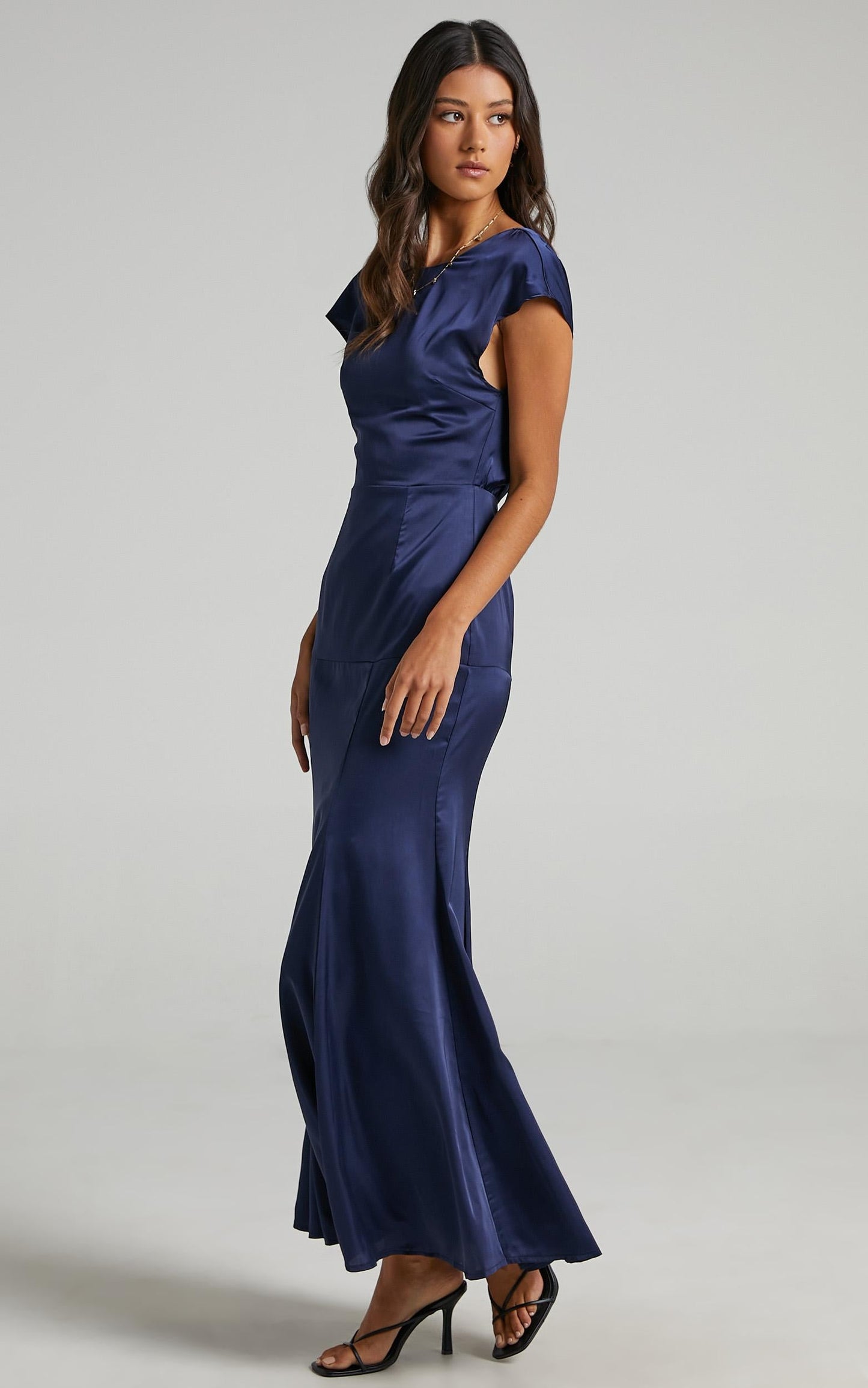 Nour Dress in Navy Satin