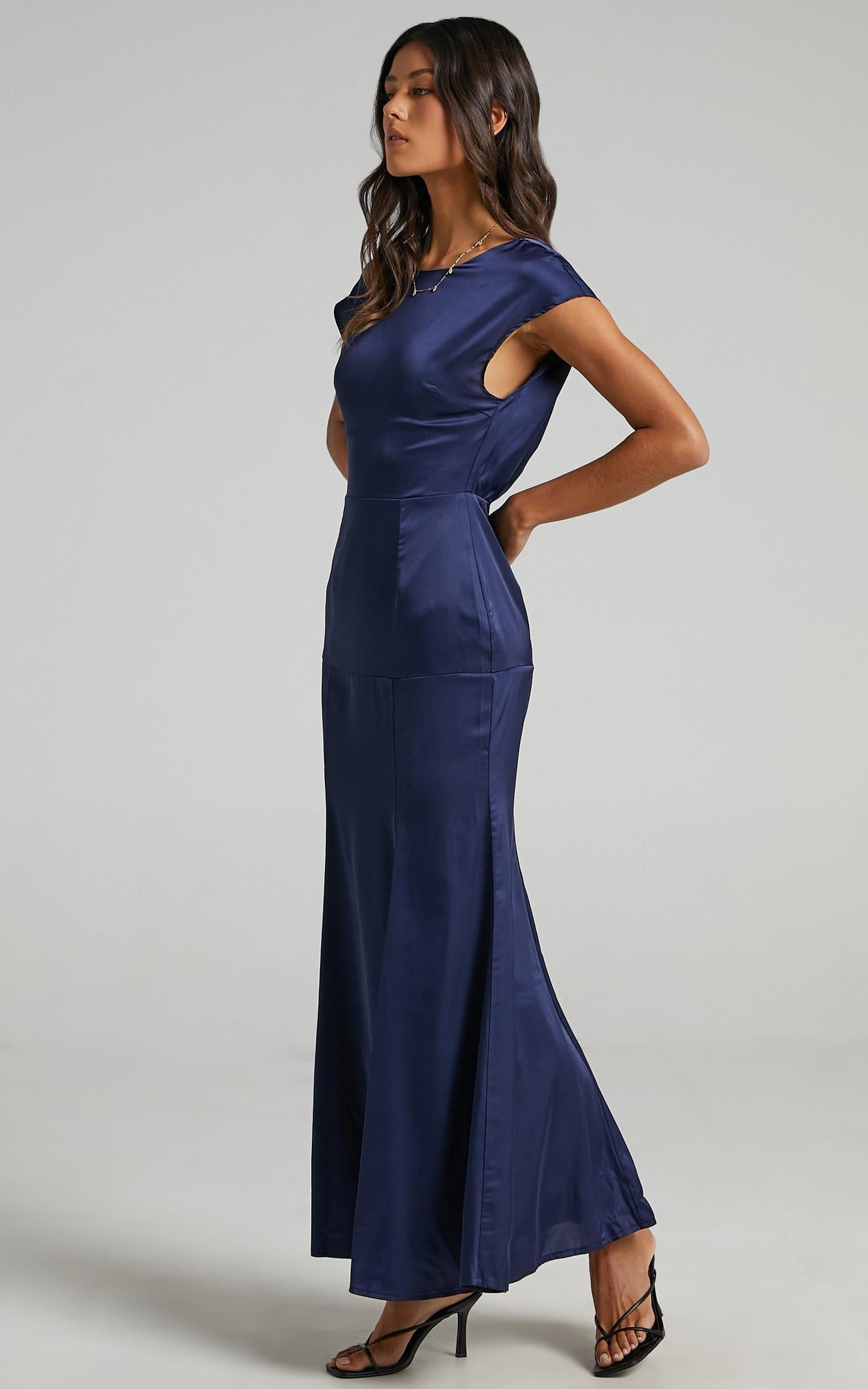 Nour Dress in Navy Satin