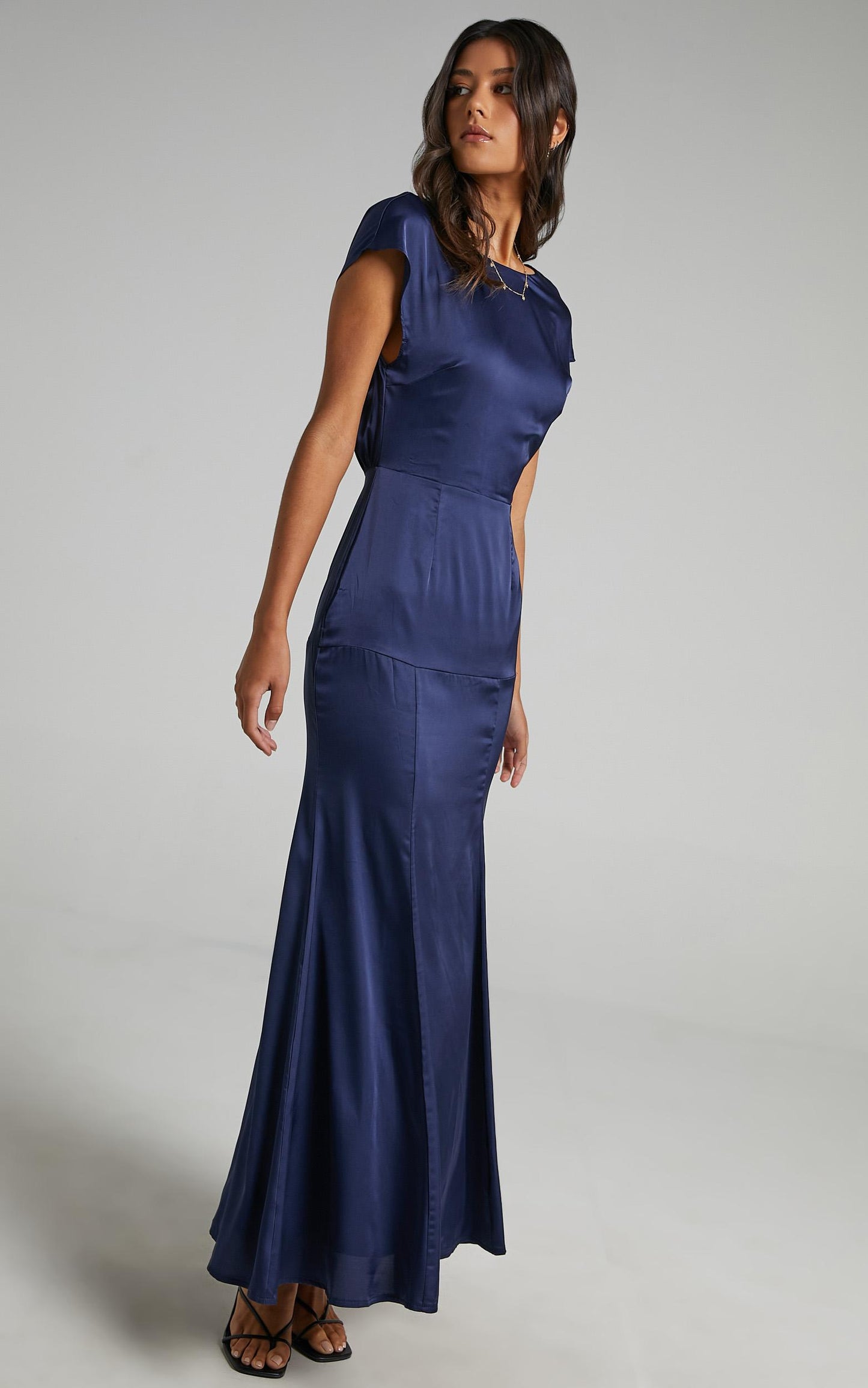 Nour Dress in Navy Satin