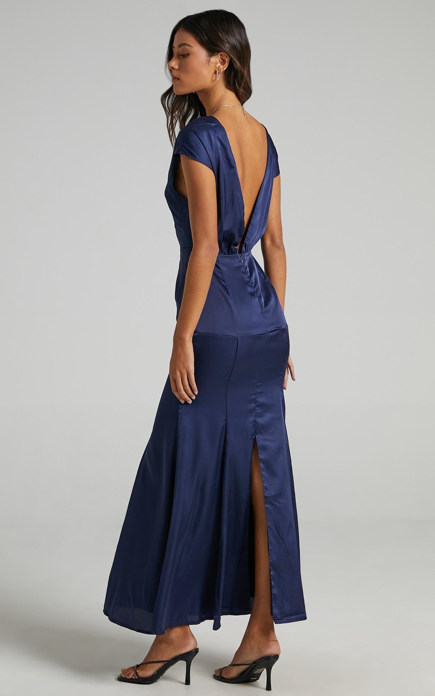 Nour Dress in Navy Satin