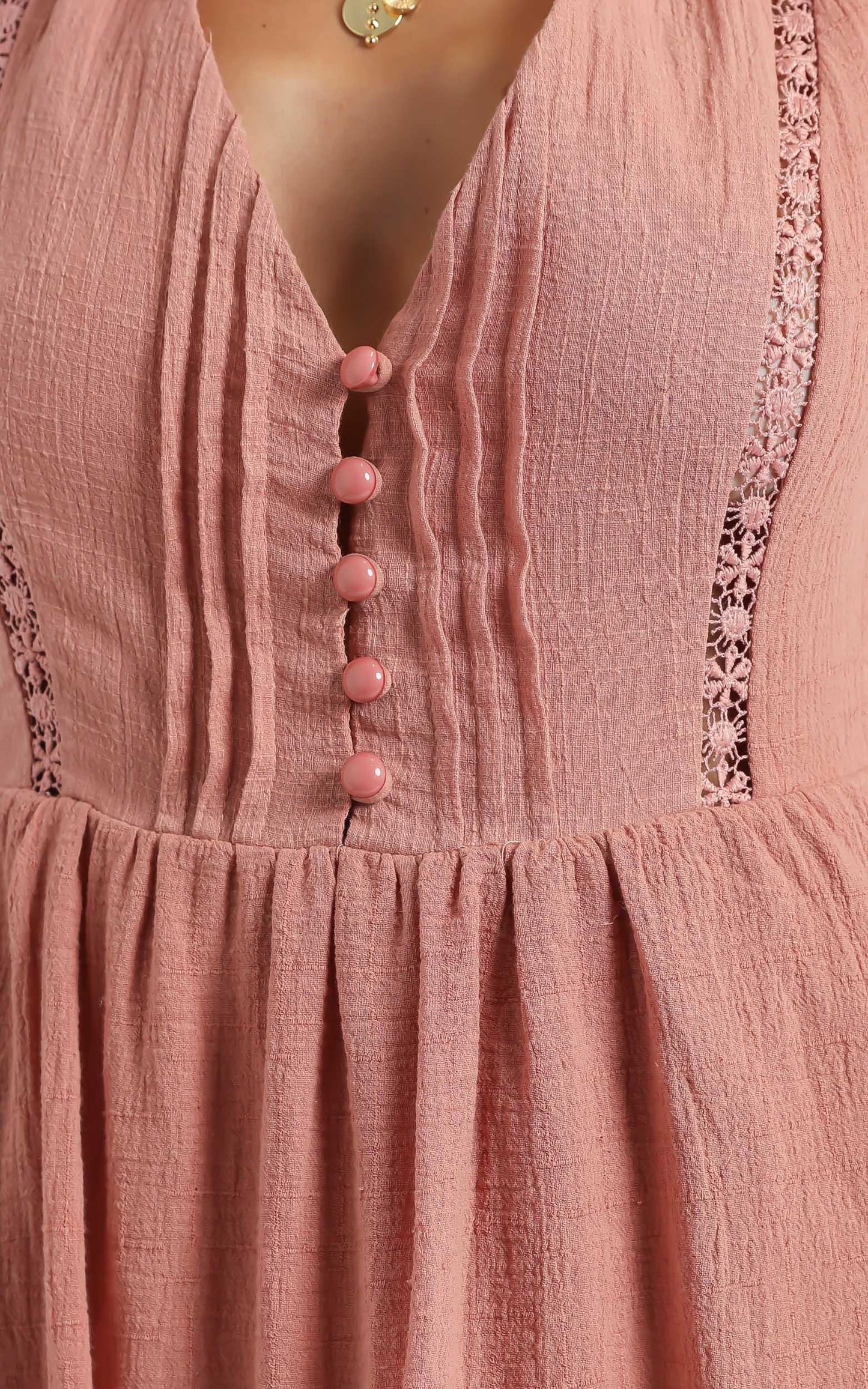 No Time Wasted Dress in Dusty Rose Linen Look