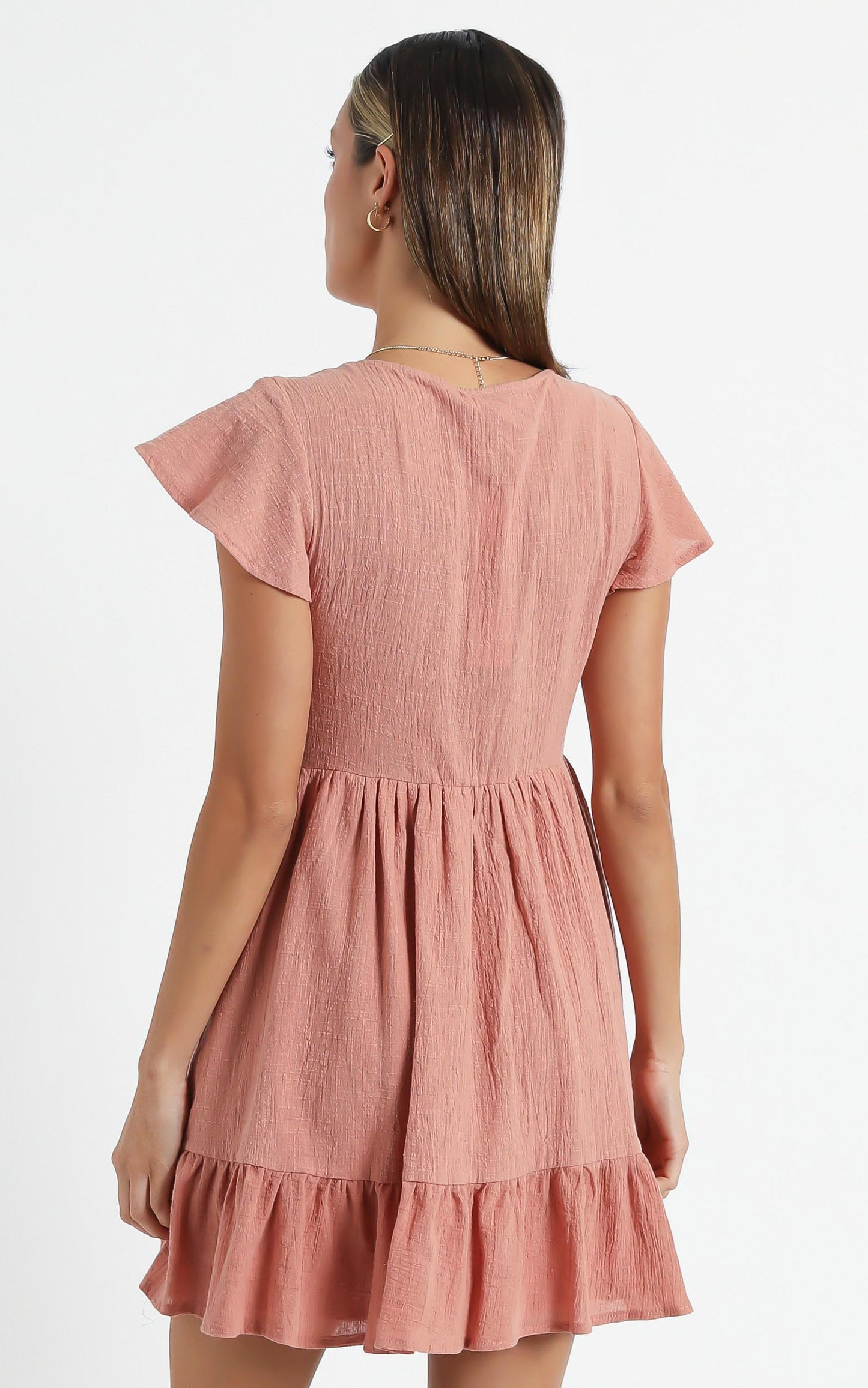 No Time Wasted Dress in Dusty Rose Linen Look