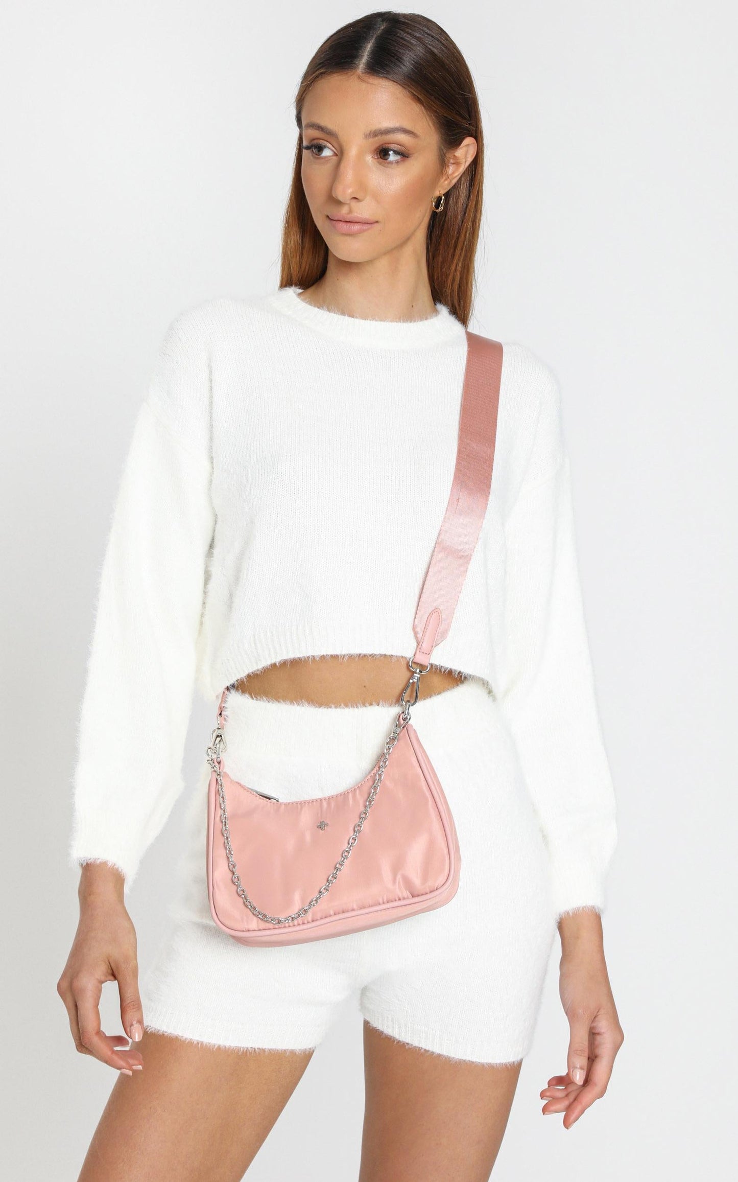 Loretta Fluffy Knit Two Piece Set in White