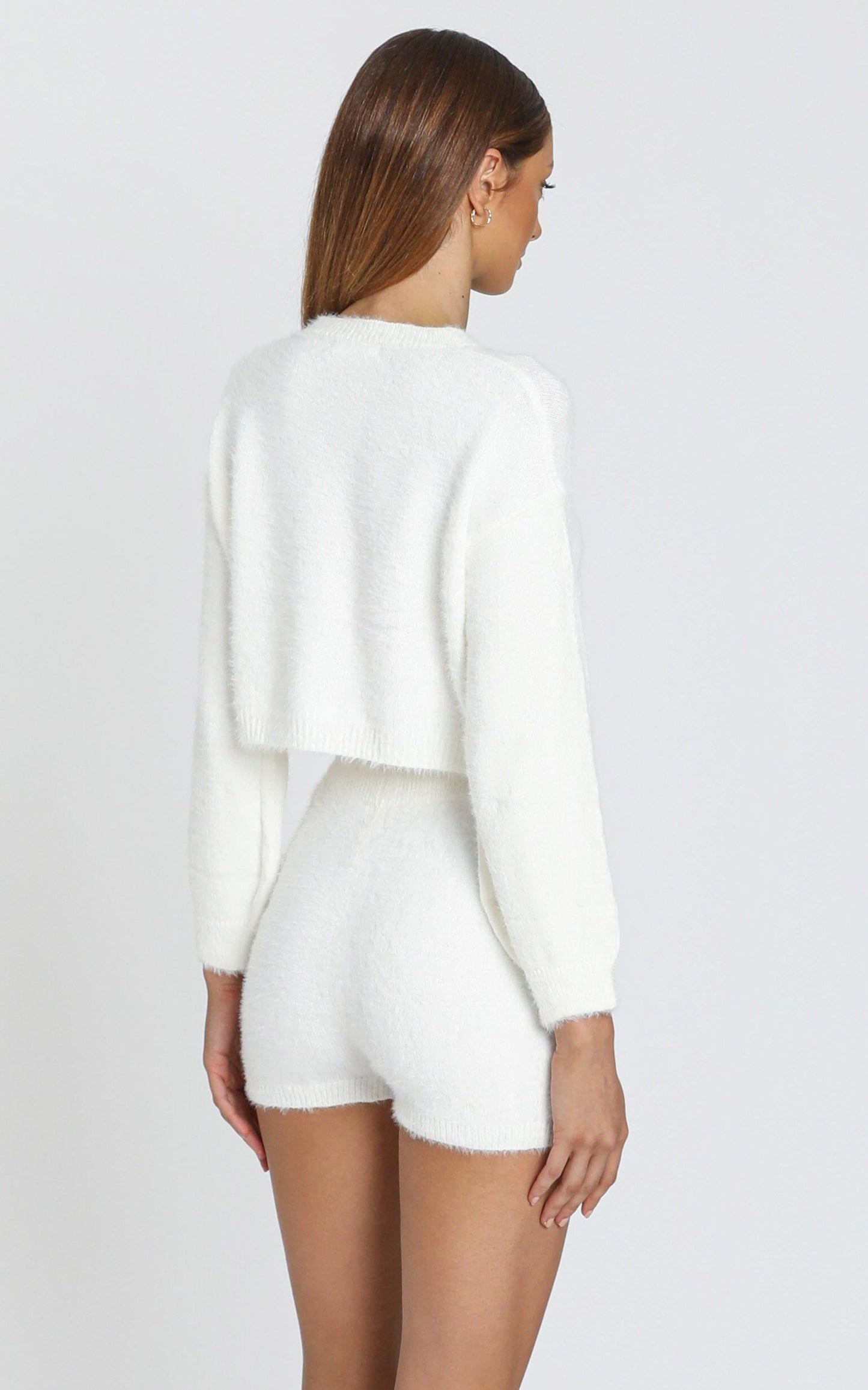 Loretta Fluffy Knit Two Piece Set in White