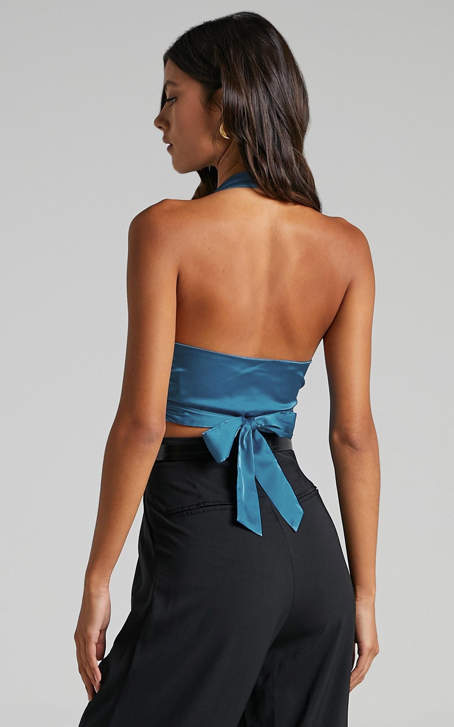 Orea Top - Halter Neck Top in Blue