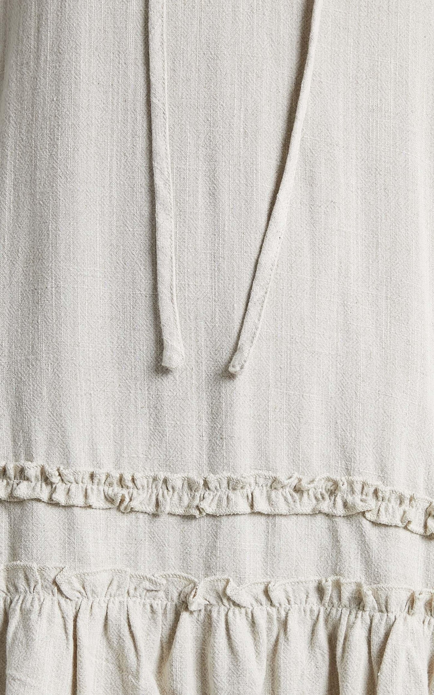 Olinda Ruffle Trim Mini Dress in Natural Linen Look