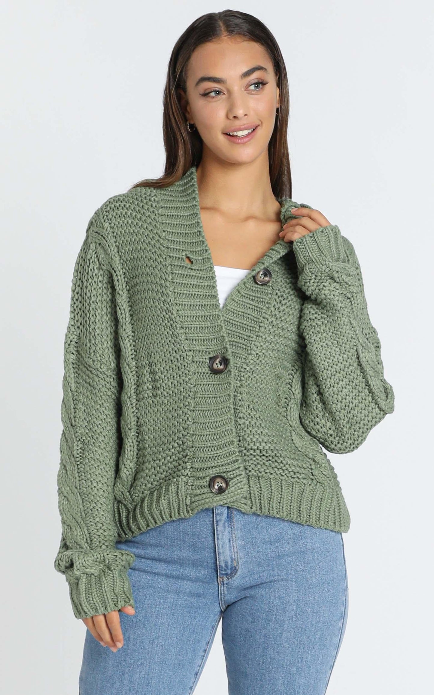Allie Cardigan in Olive