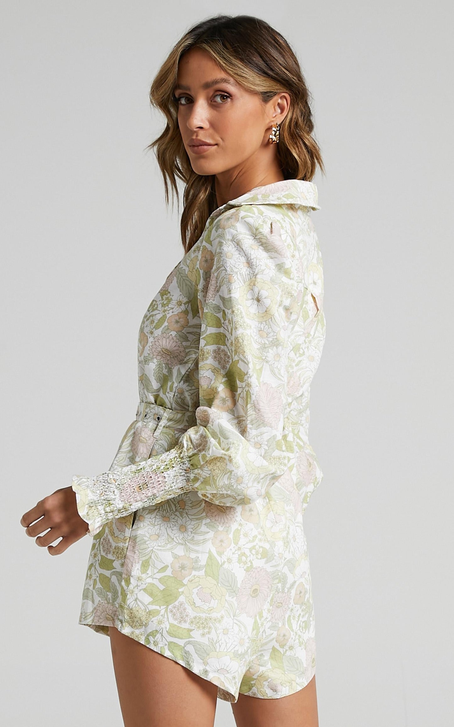 Charlie Holiday - Mellow Playsuit in Forest Olive Floral