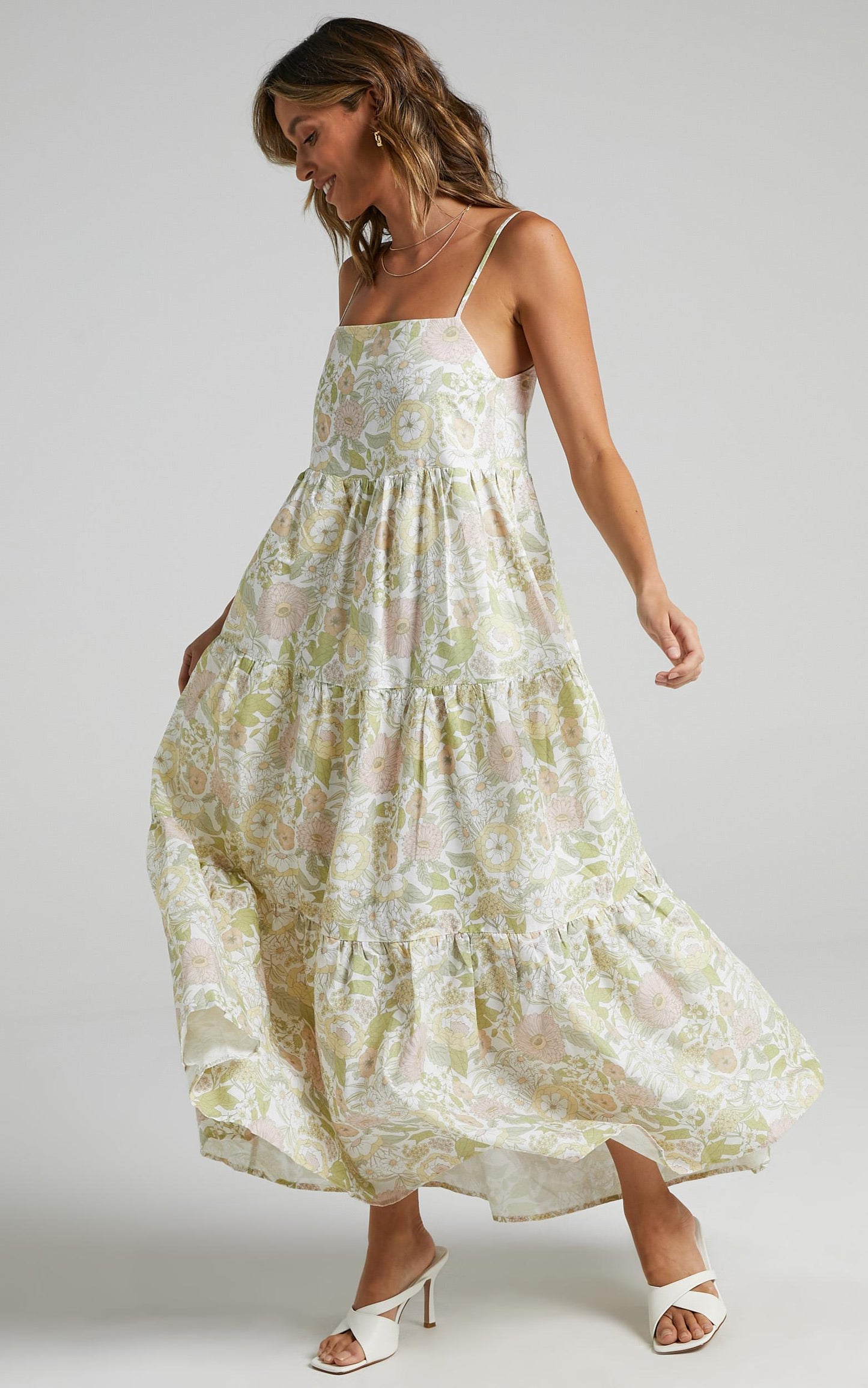 Charlie Holiday - Isabella Maxi Dress in Forest Olive Floral