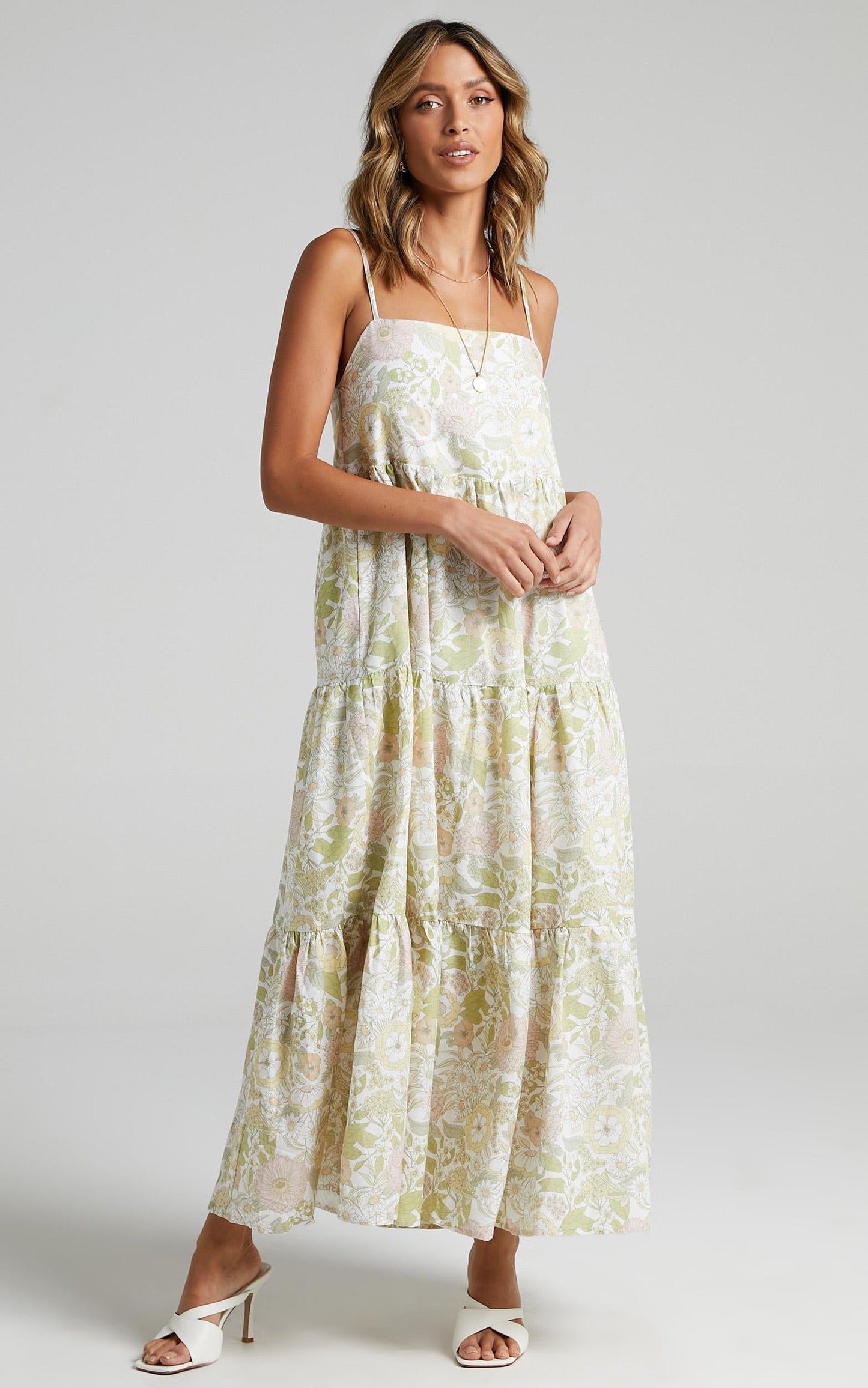 Charlie Holiday - Isabella Maxi Dress in Forest Olive Floral