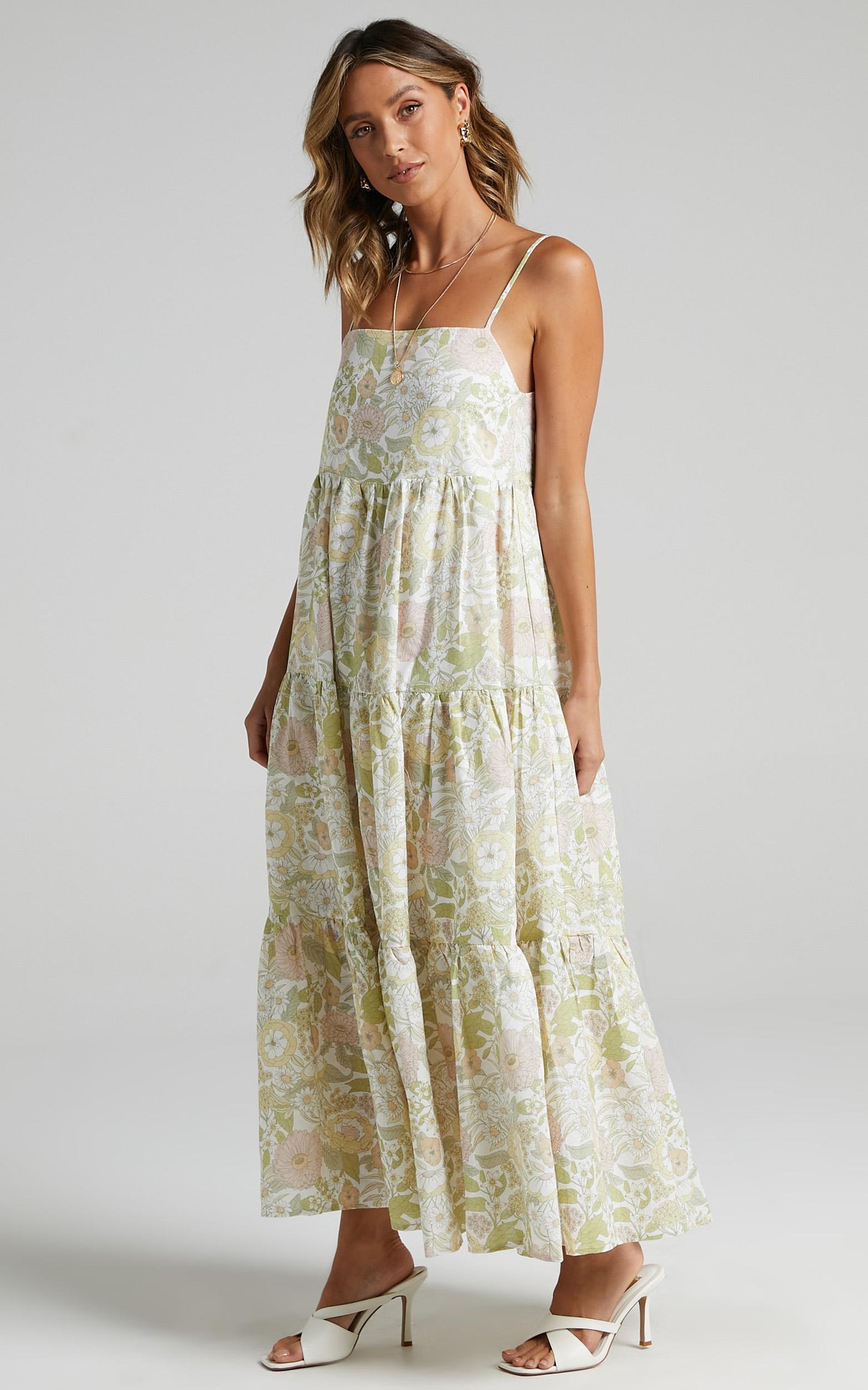 Charlie Holiday - Isabella Maxi Dress in Forest Olive Floral