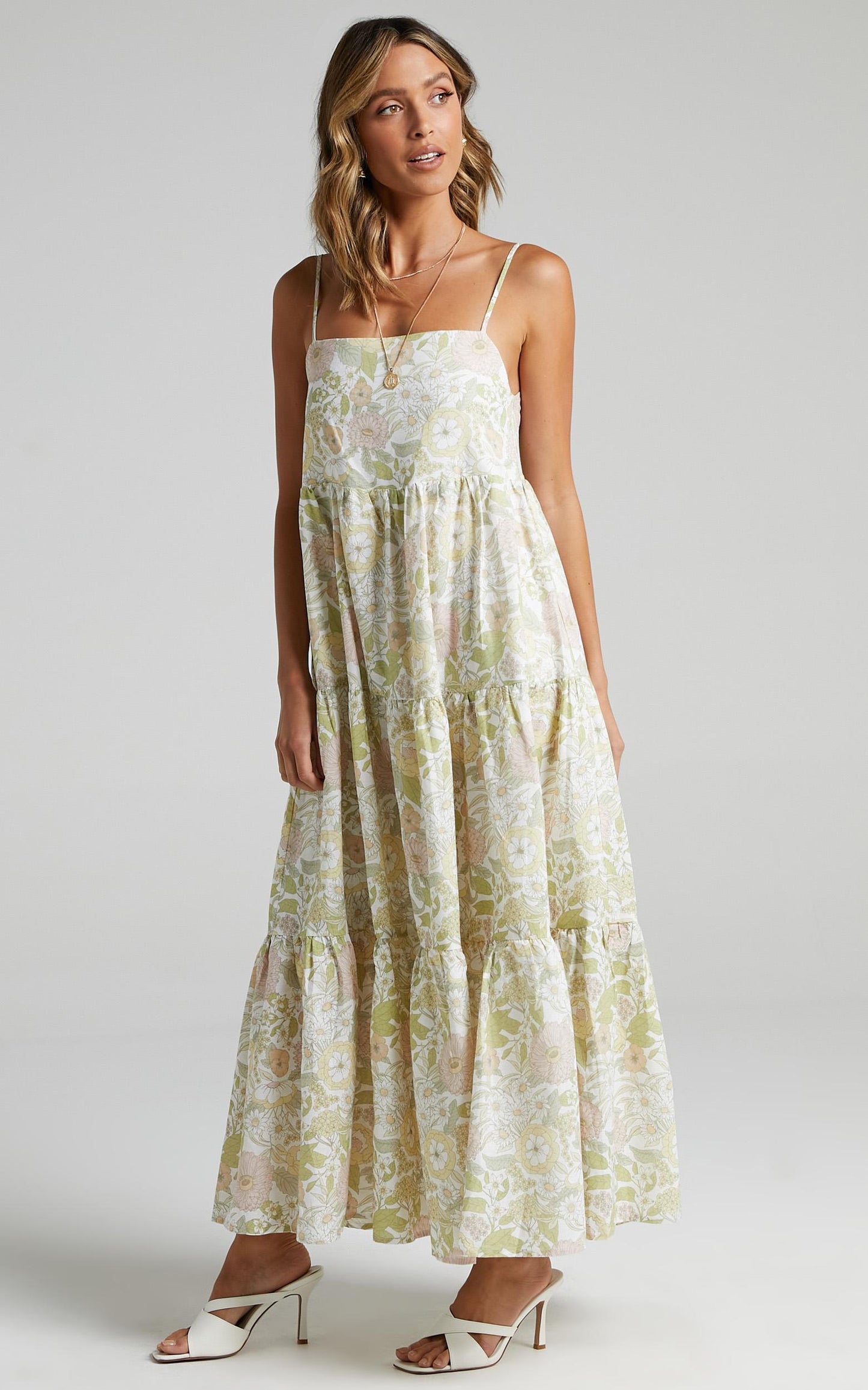 Charlie Holiday - Isabella Maxi Dress in Forest Olive Floral