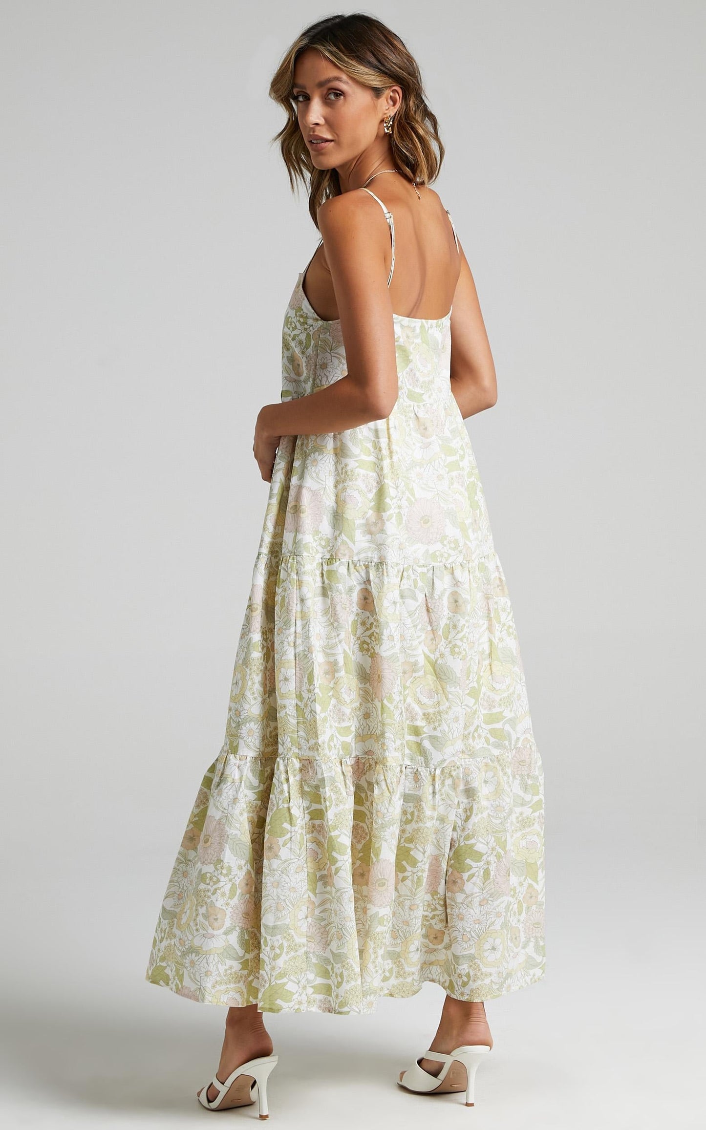 Charlie Holiday - Isabella Maxi Dress in Forest Olive Floral