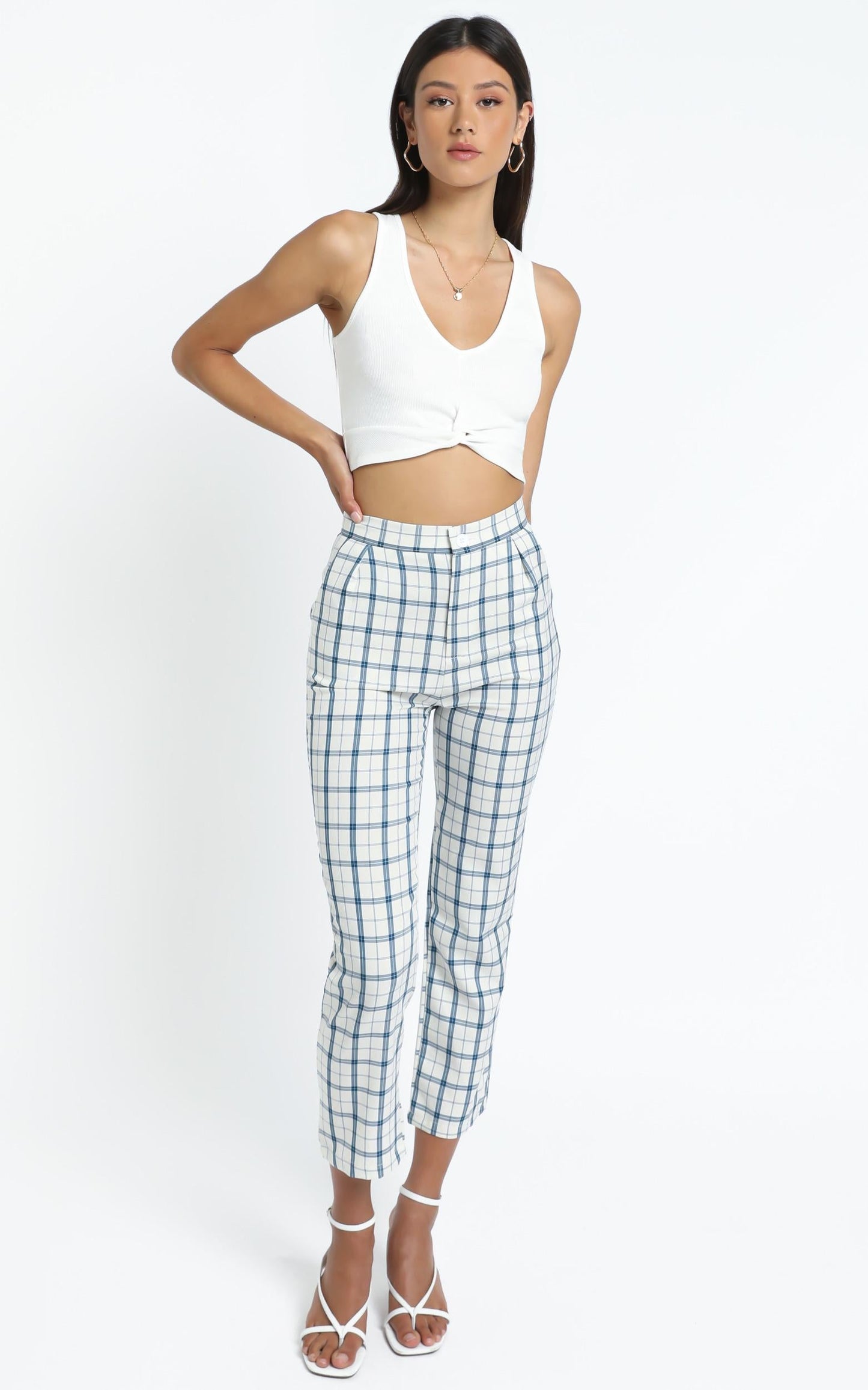 Ollie Pants in Light Blue Check