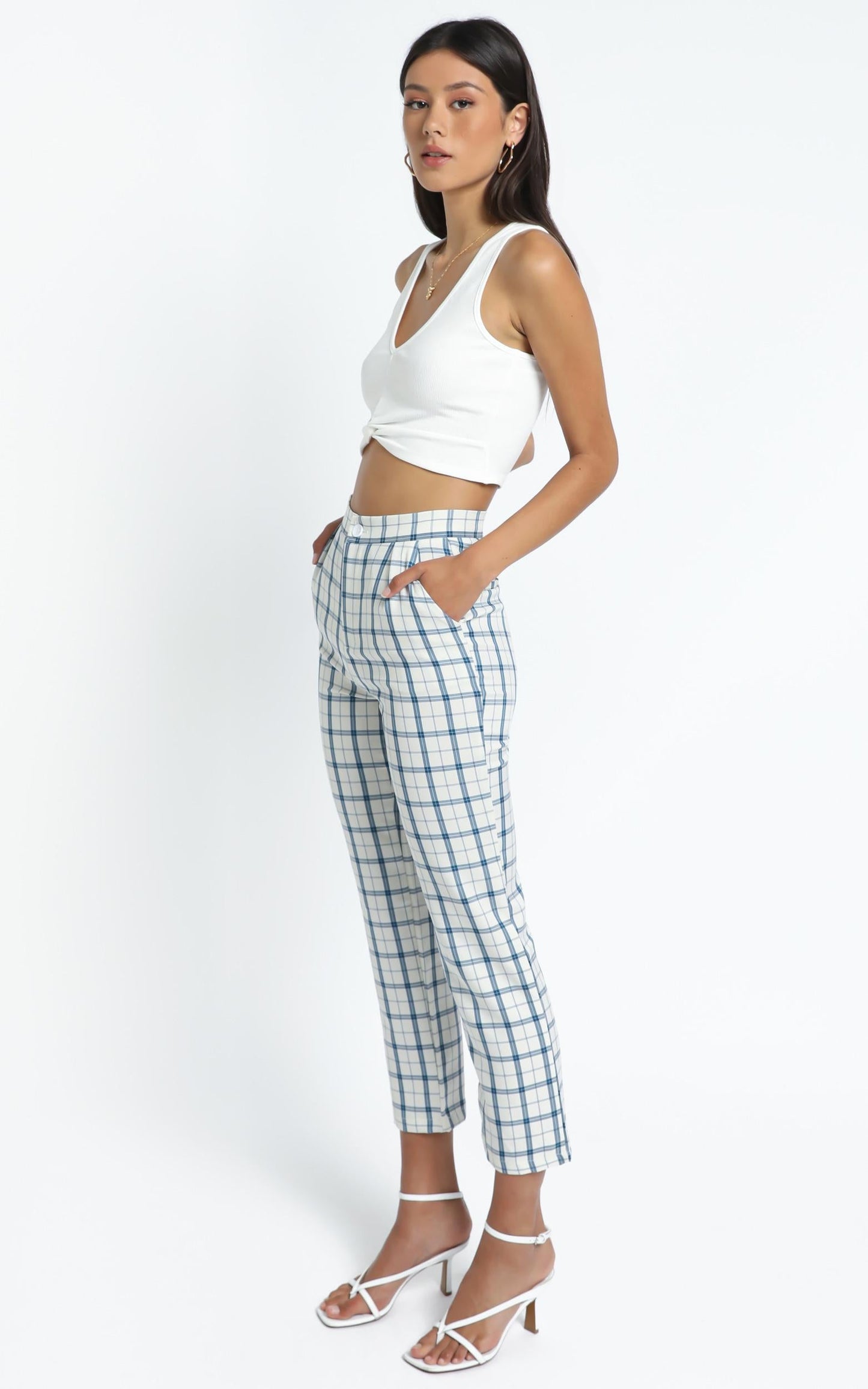 Ollie Pants in Light Blue Check