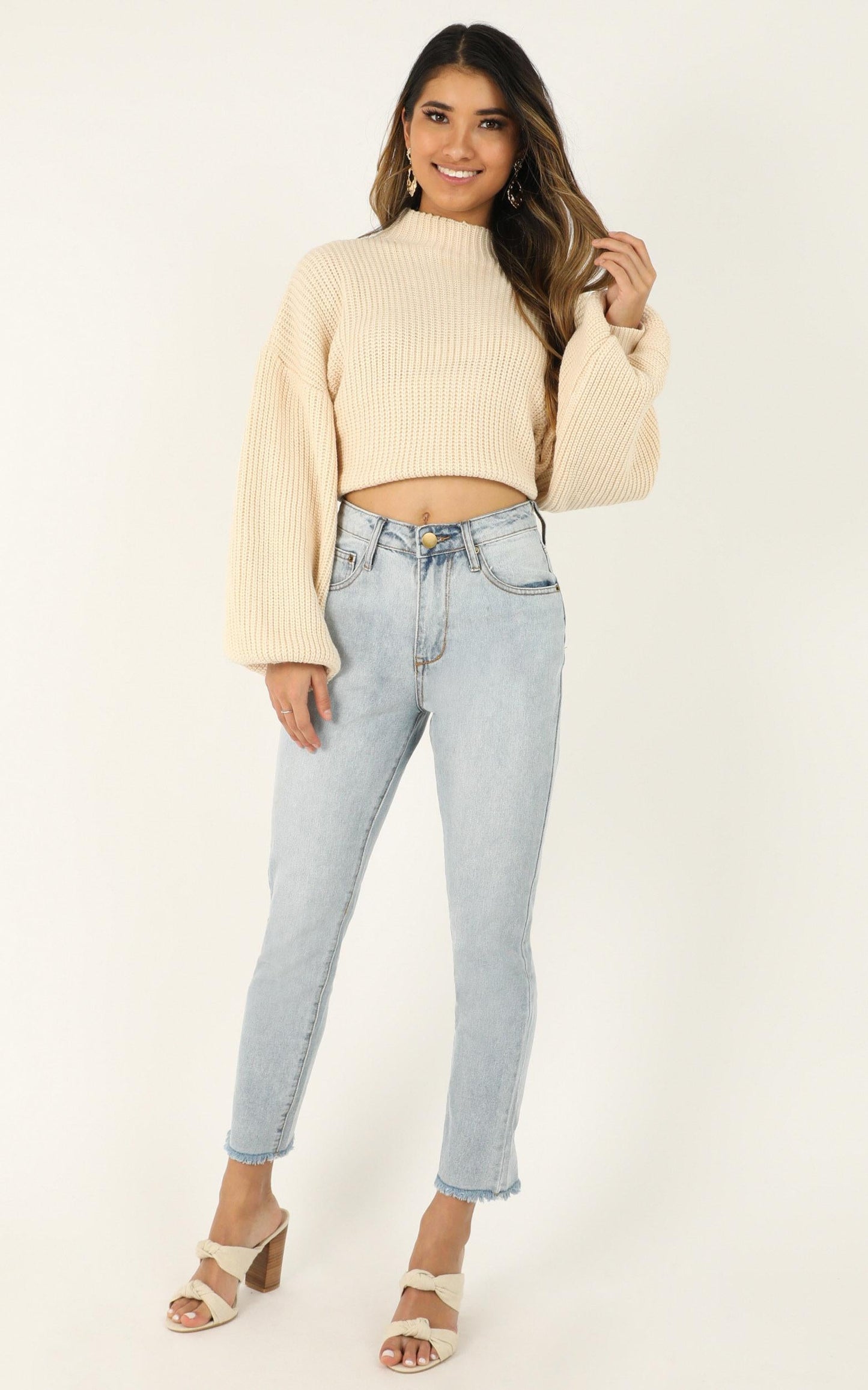 I Feel Love Oversized Knit Jumper in Cream