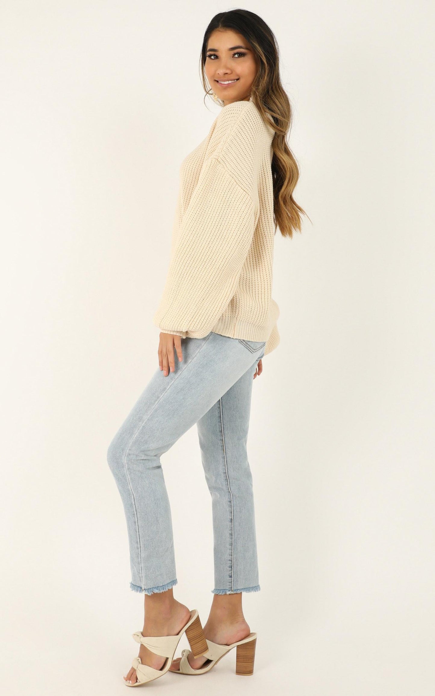 I Feel Love Oversized Knit Jumper in Cream